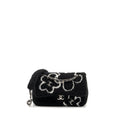 Chanel 22A Fluffy Camellia Flap Bag Embroidered Shearling Lambskin Black / White  (Microchip)