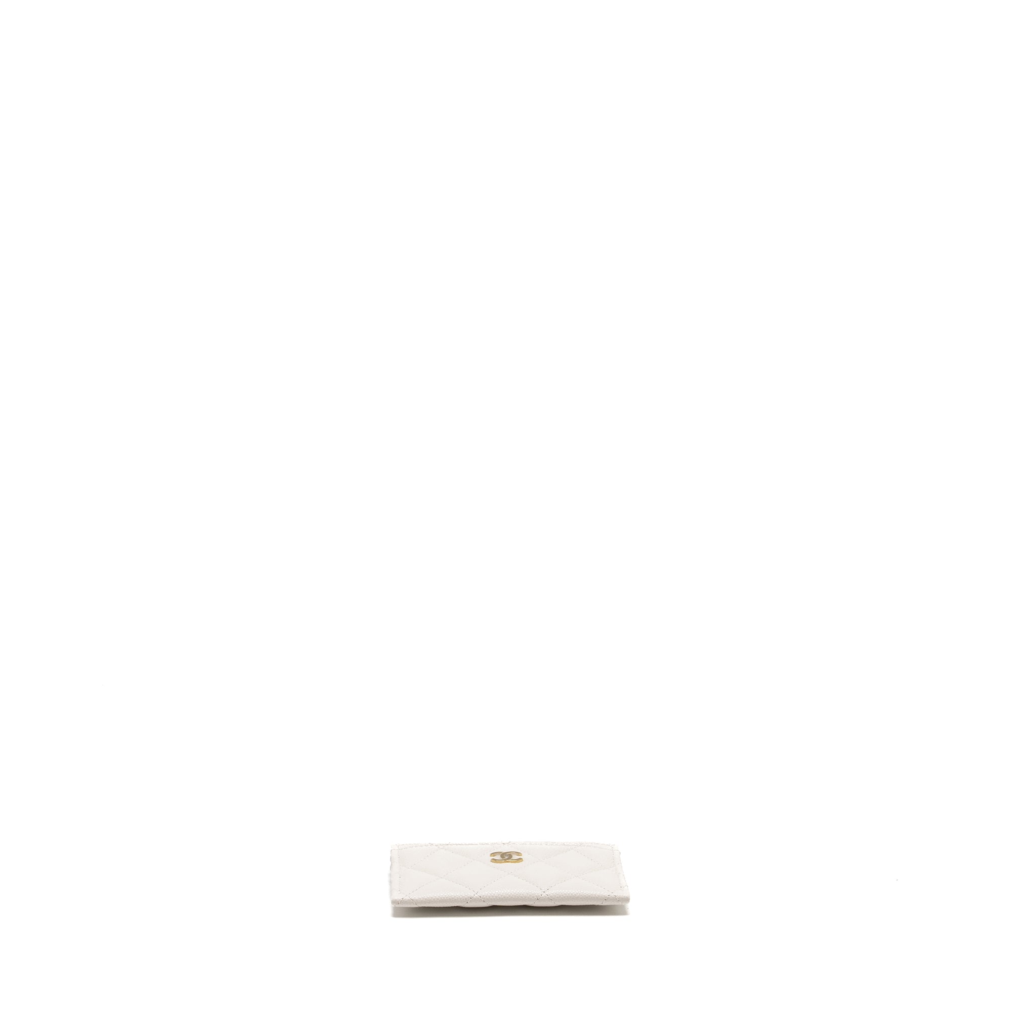 CHANEL Classic Card Holder Caviar White L (Microchip)