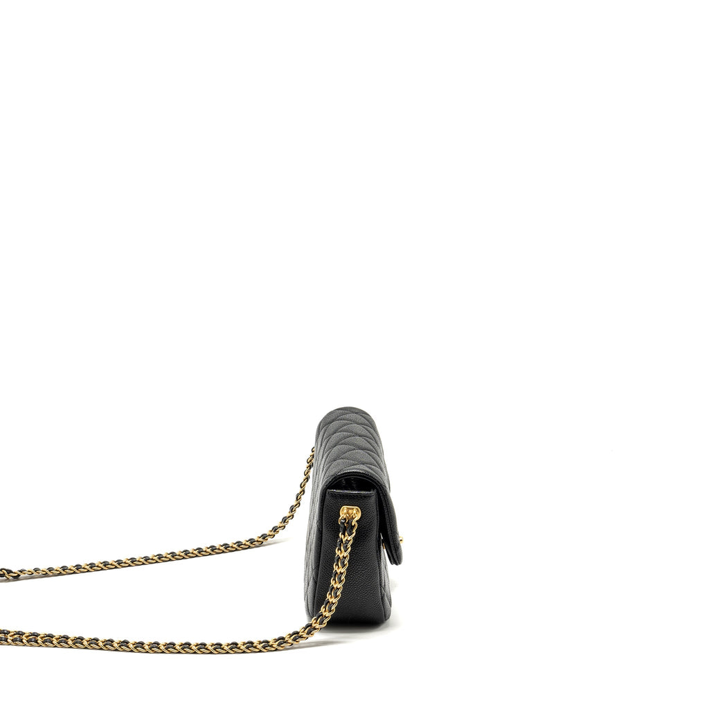 Chanel 21A Detailed Chains Flap Bag Caviar Black  (Microchip)