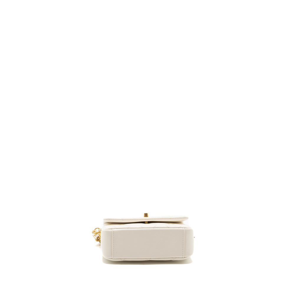 Chanel Seasonal Square Flap Bag Lambskin White  (Microchip)