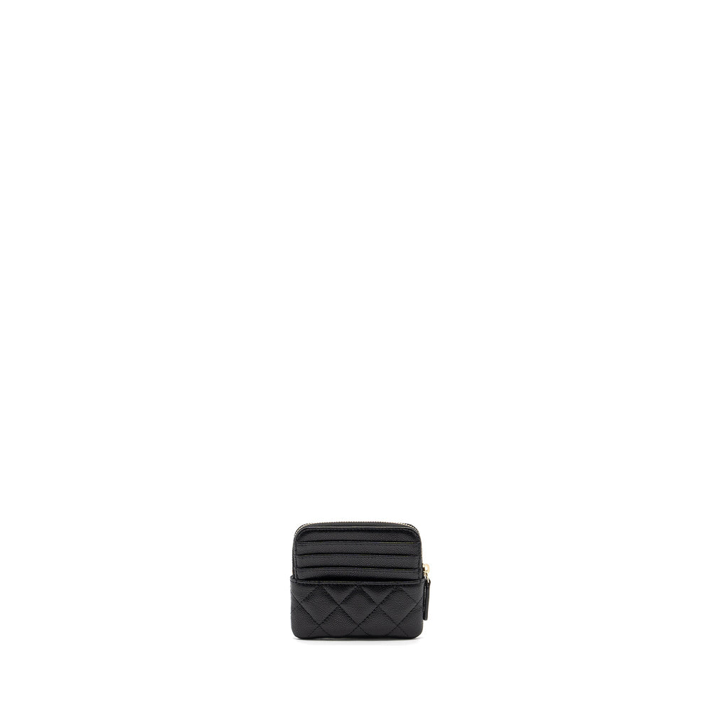 Chanel square zipper pouch card holder caviar black L (Microchip)