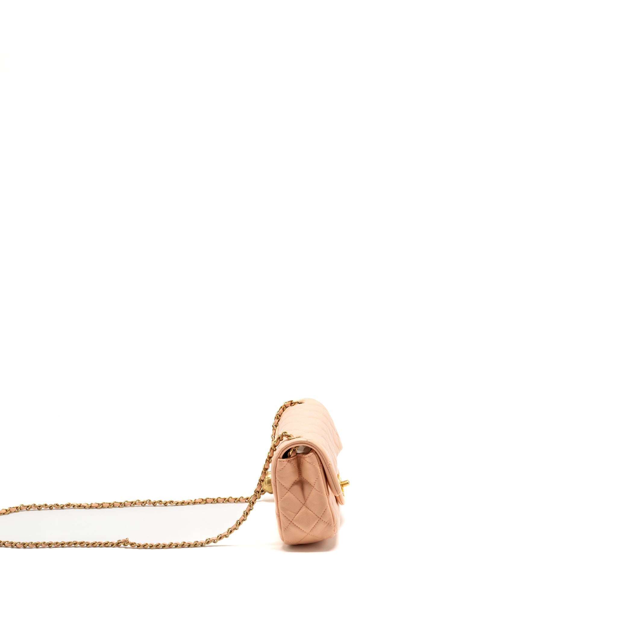 Chanel Pearl Crush Mini Rectangular Flap Bag Lambskin Pink  (Microchip)