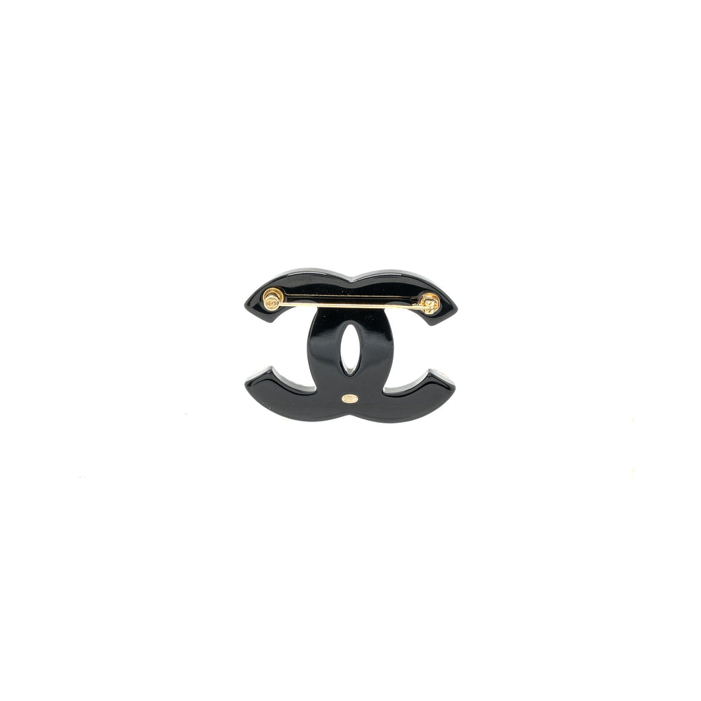Chanel CC logo Brooch Acrylic Black L