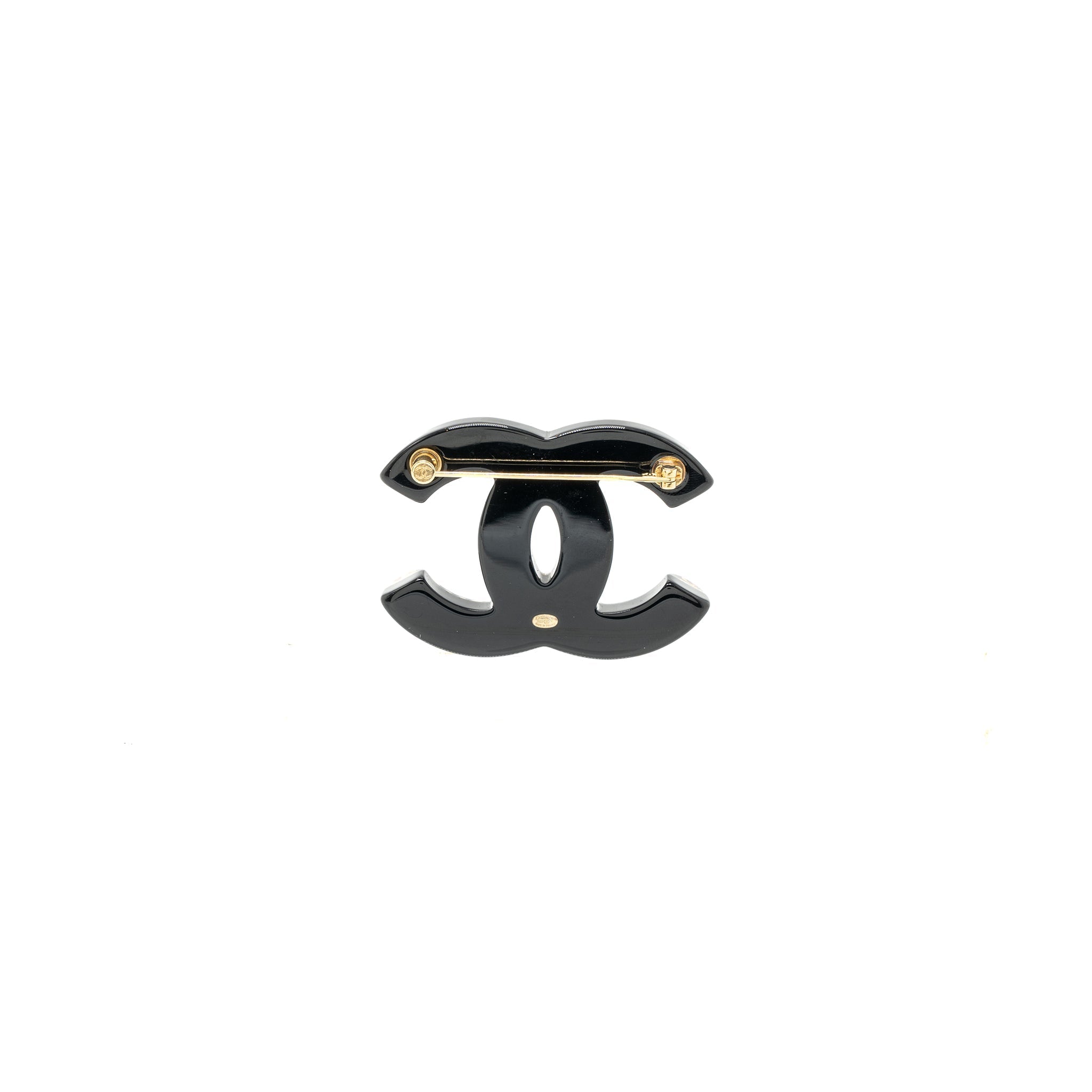 Chanel CC logo Brooch Acrylic Black L