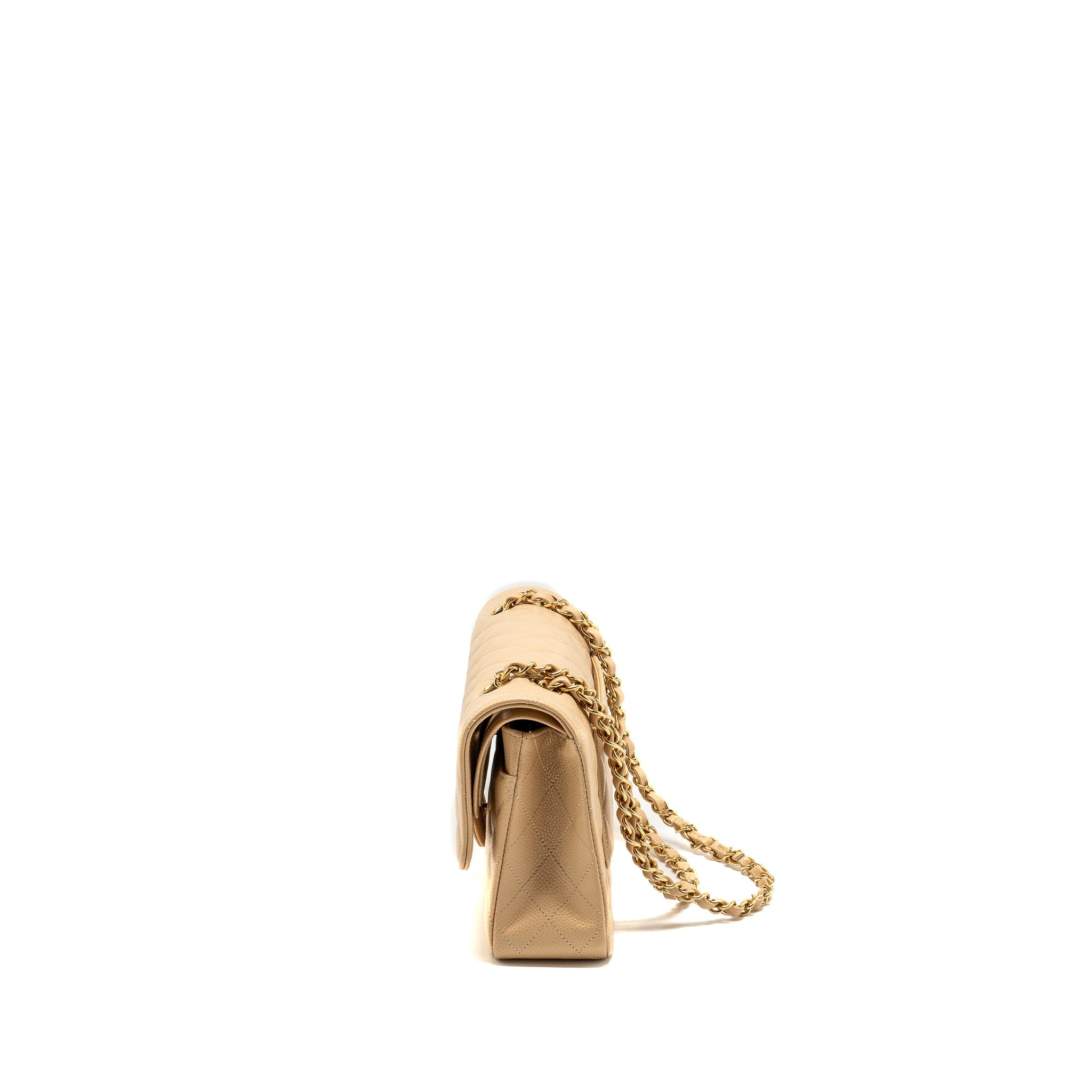 Chanel Medium Classic Double Flap Bag Caviar Beige  (Microchip)