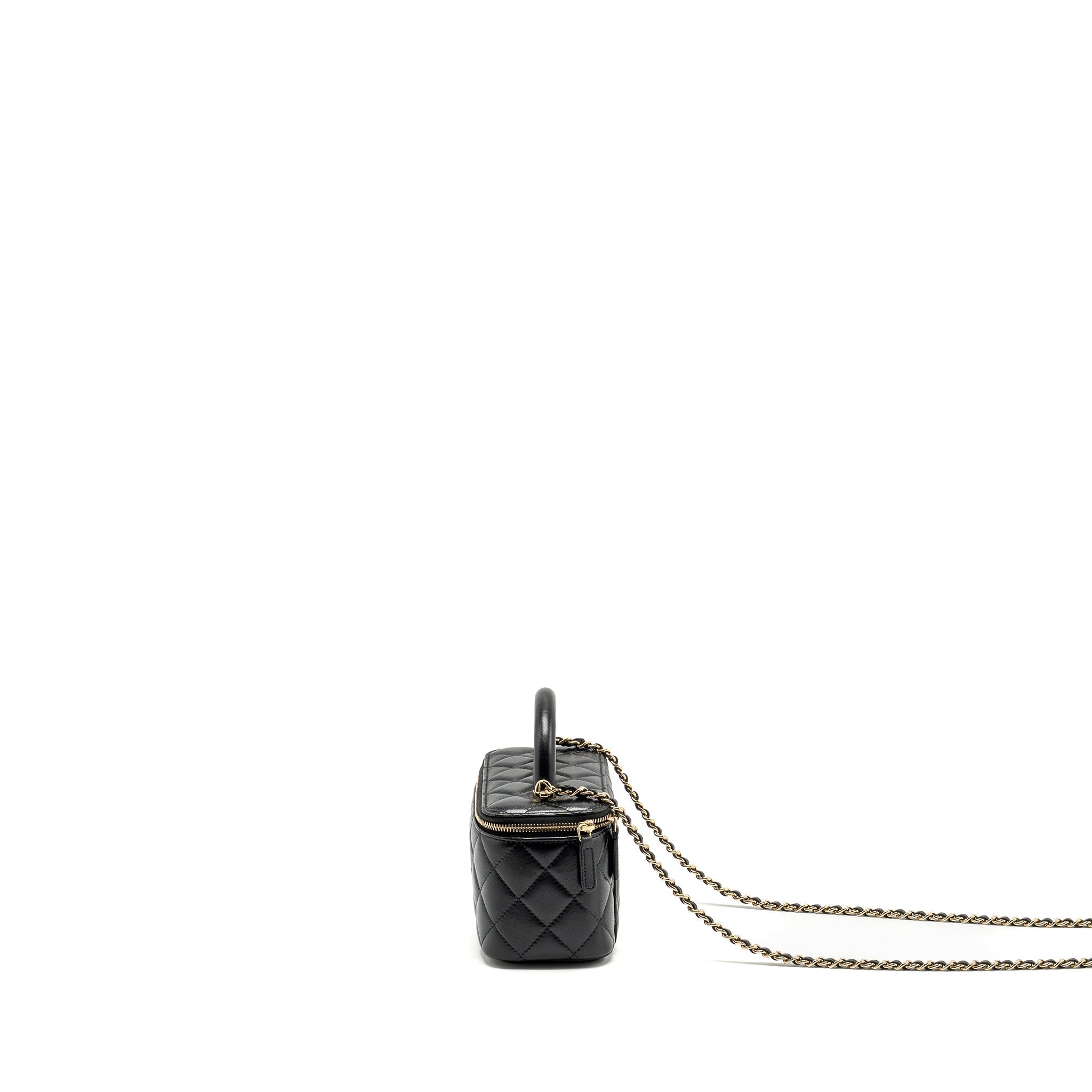 Chanel Top Handle Long Vanity Case Lambskin BLACK L (Microchip)