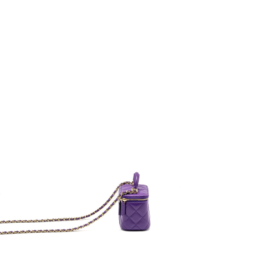 Chanel 22A Mini Vanity Case Lambskin Purple L (Microchip)