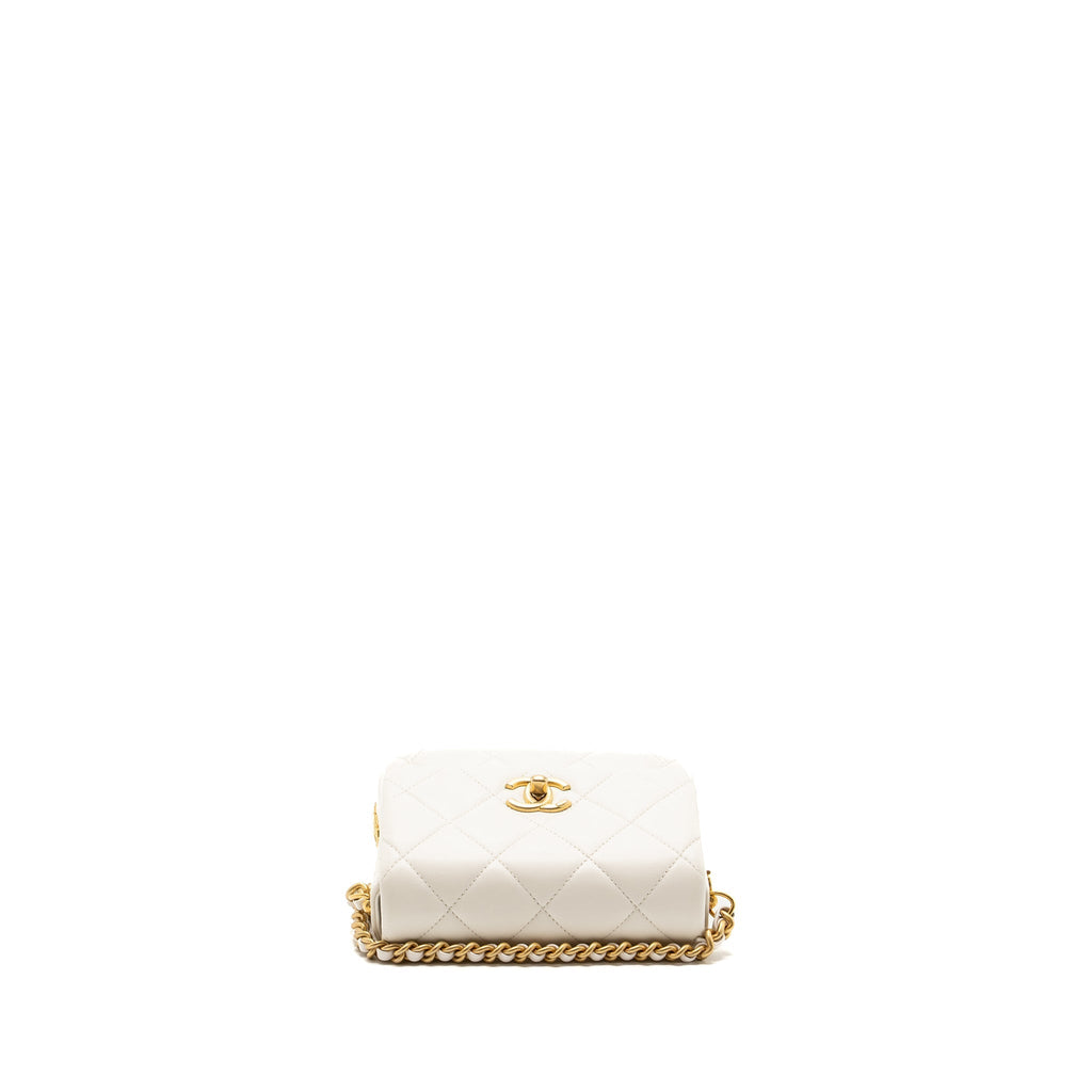 Chanel Seasonal Square Flap Bag Lambskin White  (Microchip)