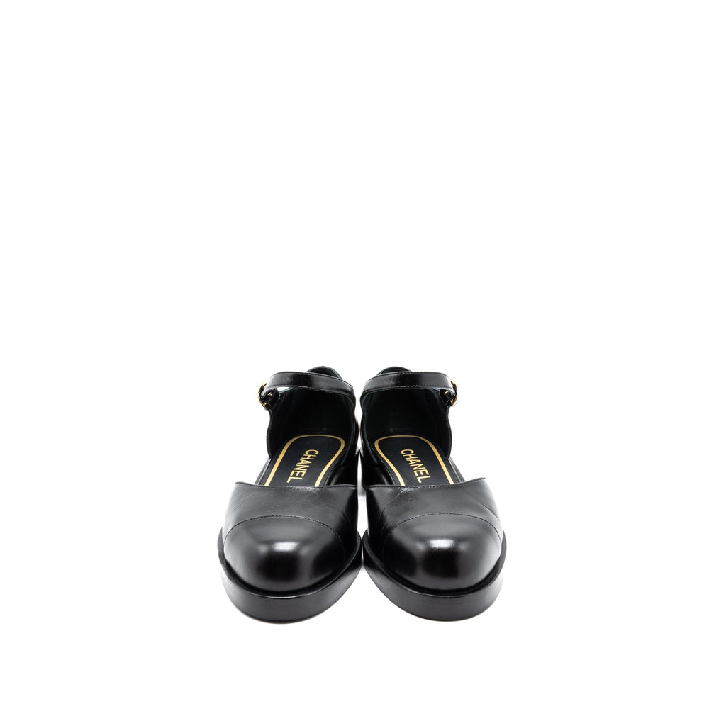 Chanel Size 36.5 Mary Janes Shoes Shiny Goatskin Black L