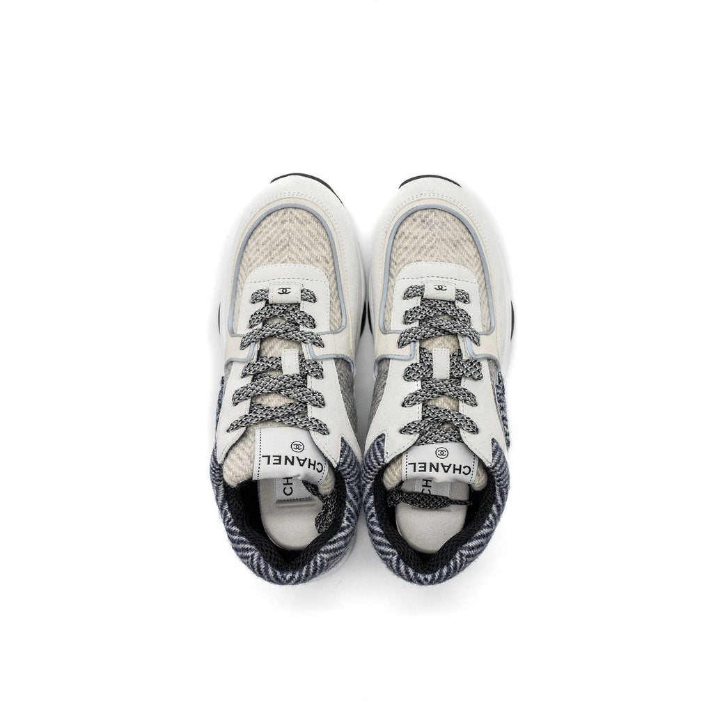 Chanel size38.5 CC logo sneakers suede / fabric light grey