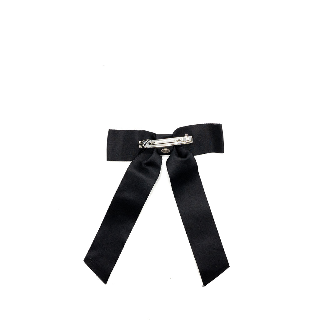 Chanel bow Hair Clip silk Black