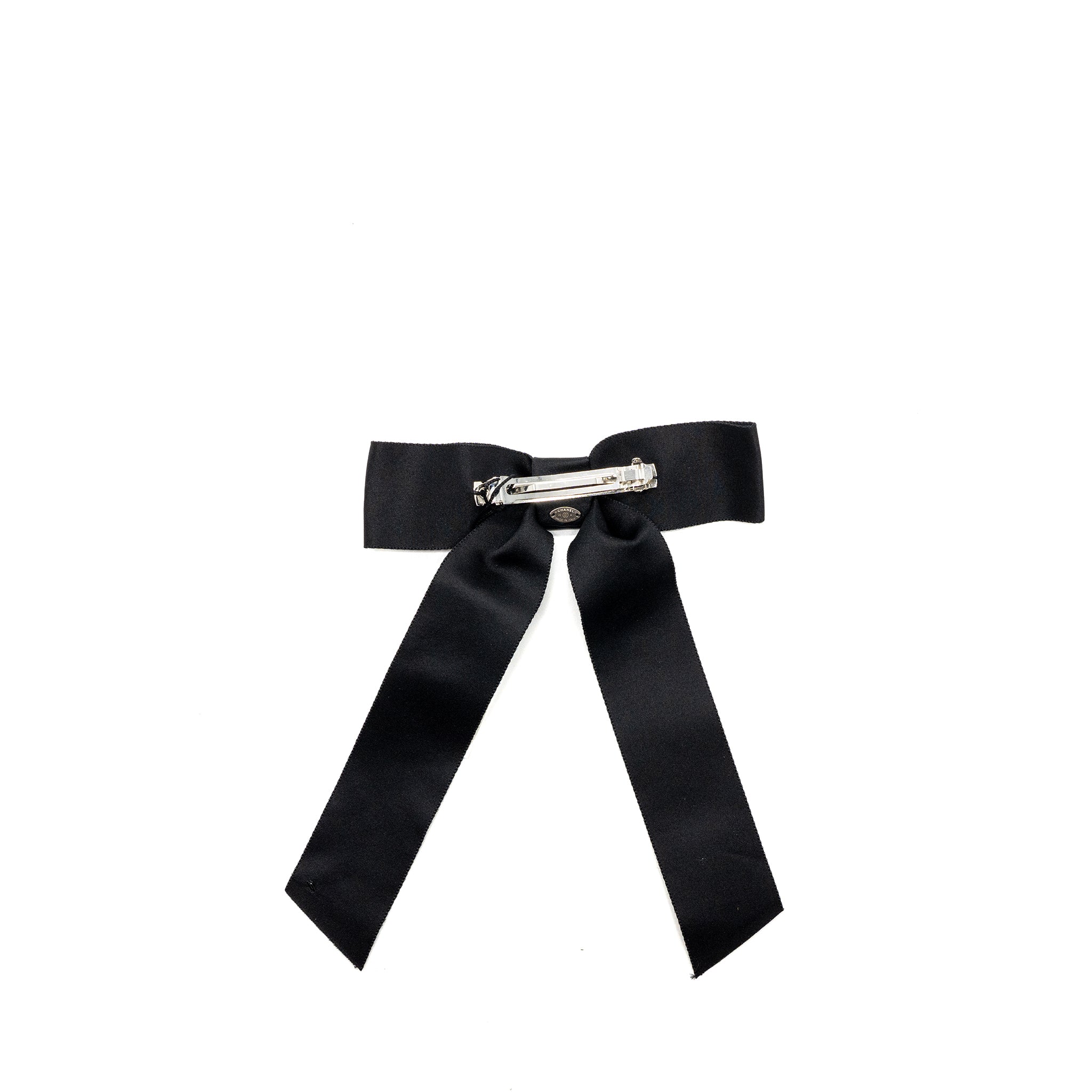 Chanel bow Hair Clip silk Black