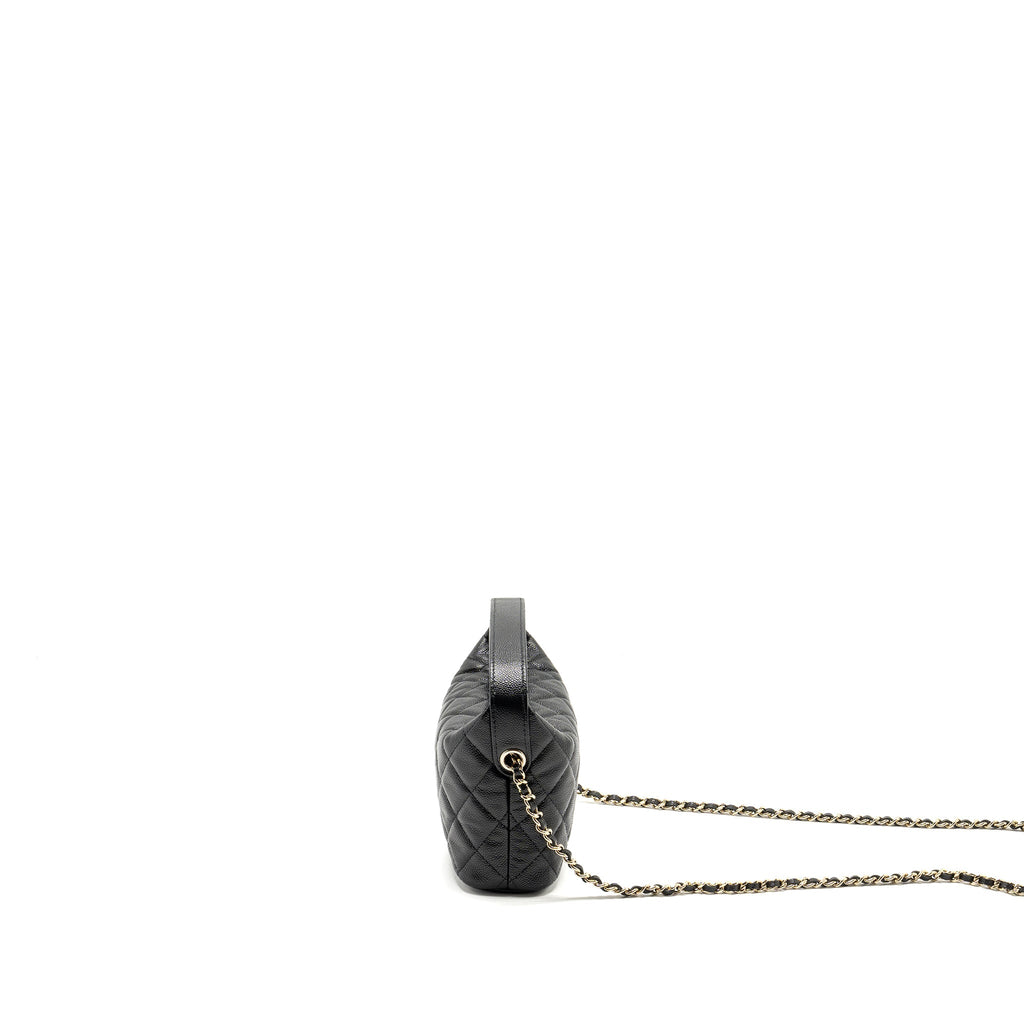 Chanel 25C Quilted Hobo Bag Caviar Black L (Microchip)