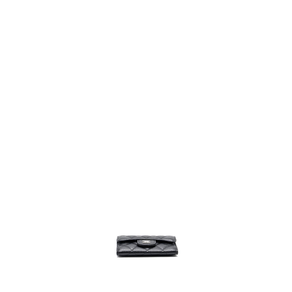 Chanel classic flap card holder caviar black  (microchip)