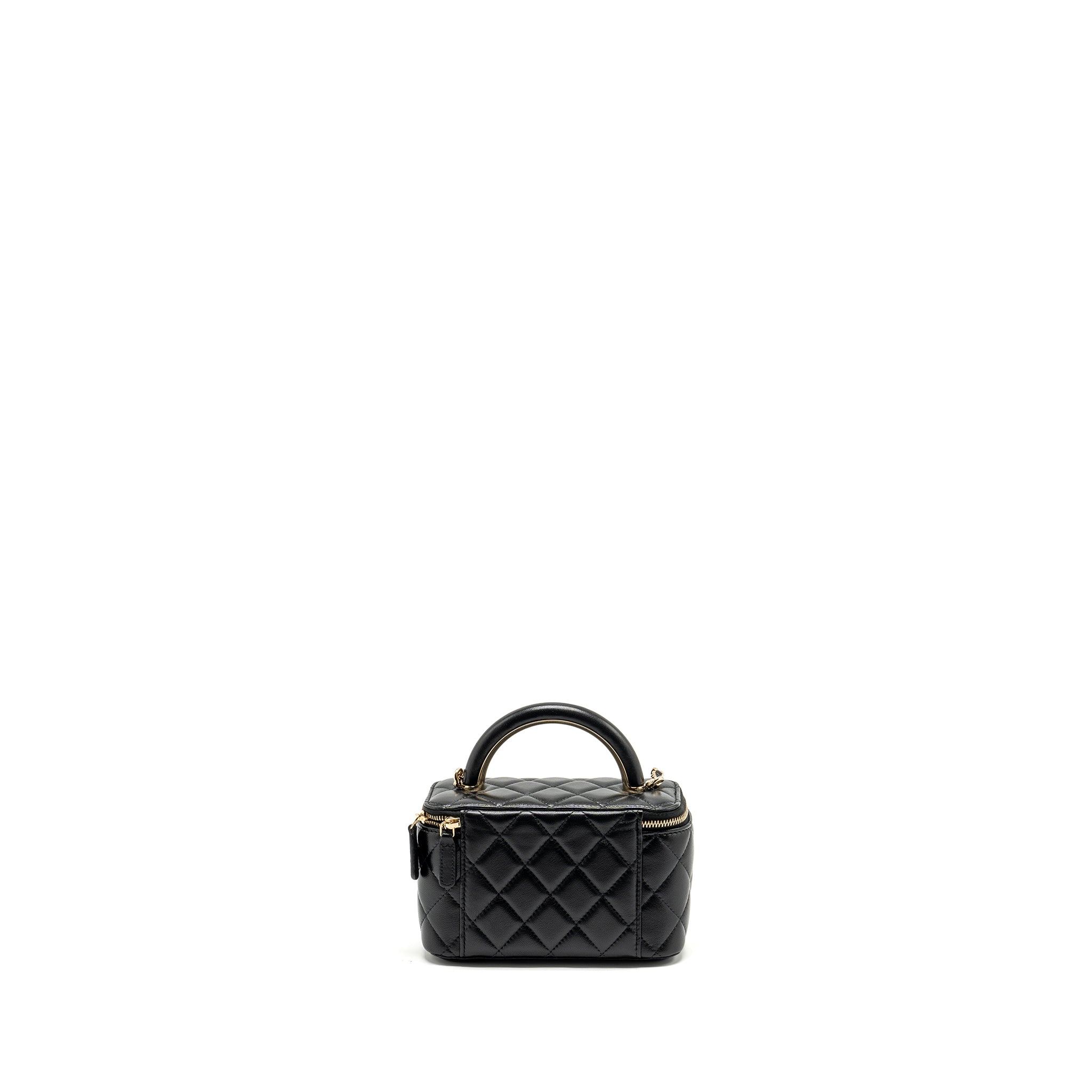 Chanel Top Handle Long Vanity Case Lambskin BLACK L (Microchip)