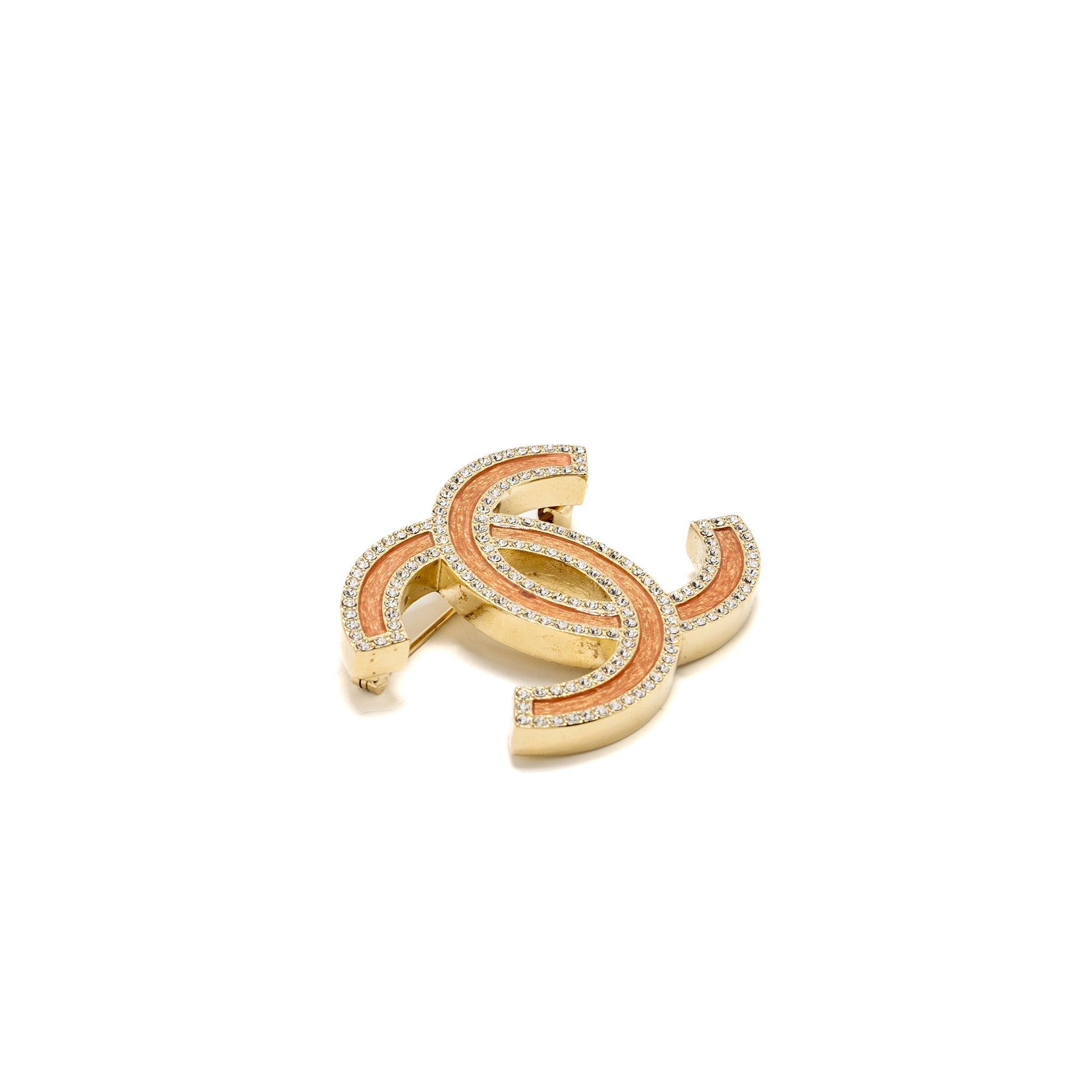 Chanel 21S CC Logo Brooch Crystal Pink