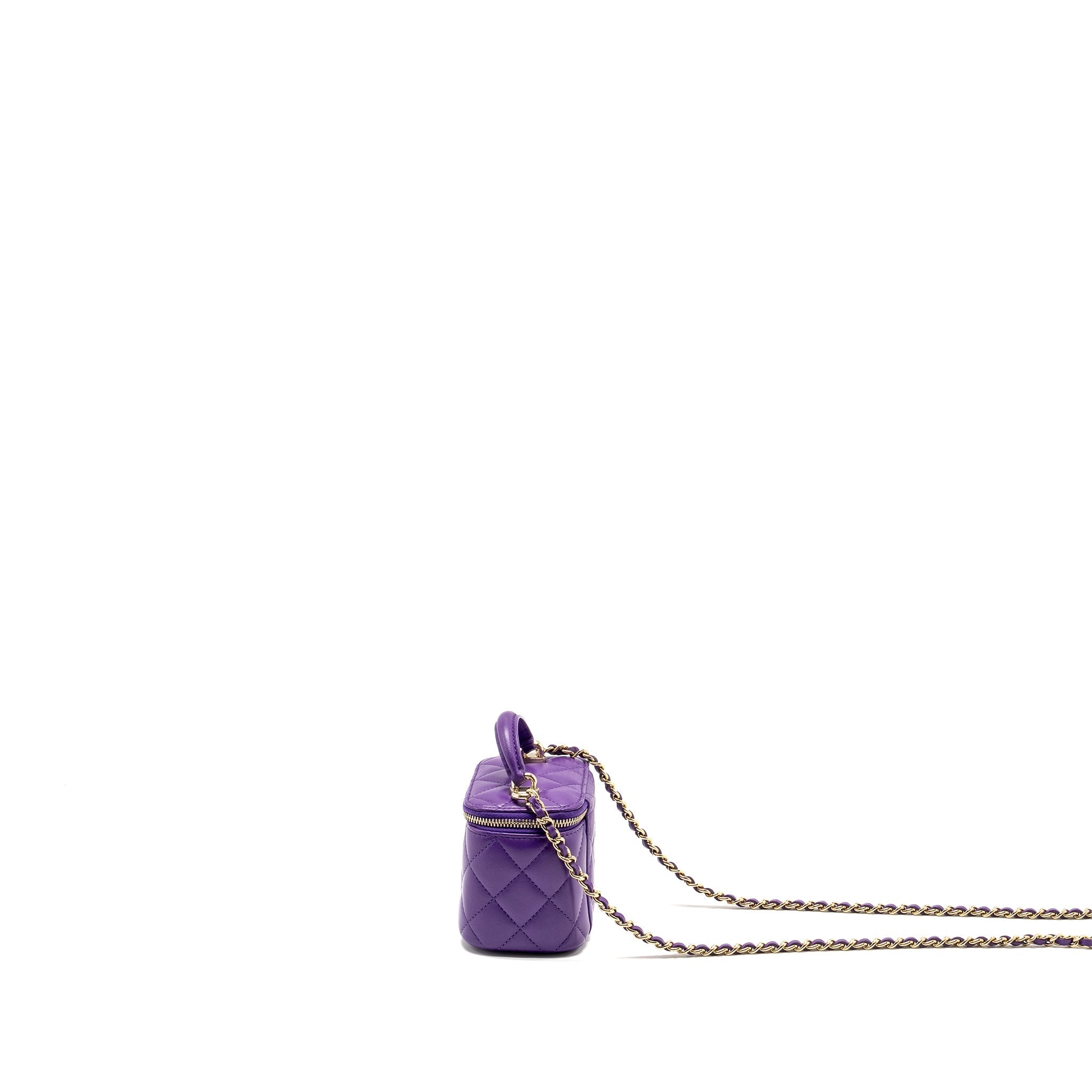 Chanel 22A Mini Vanity Case Lambskin Purple L (Microchip)