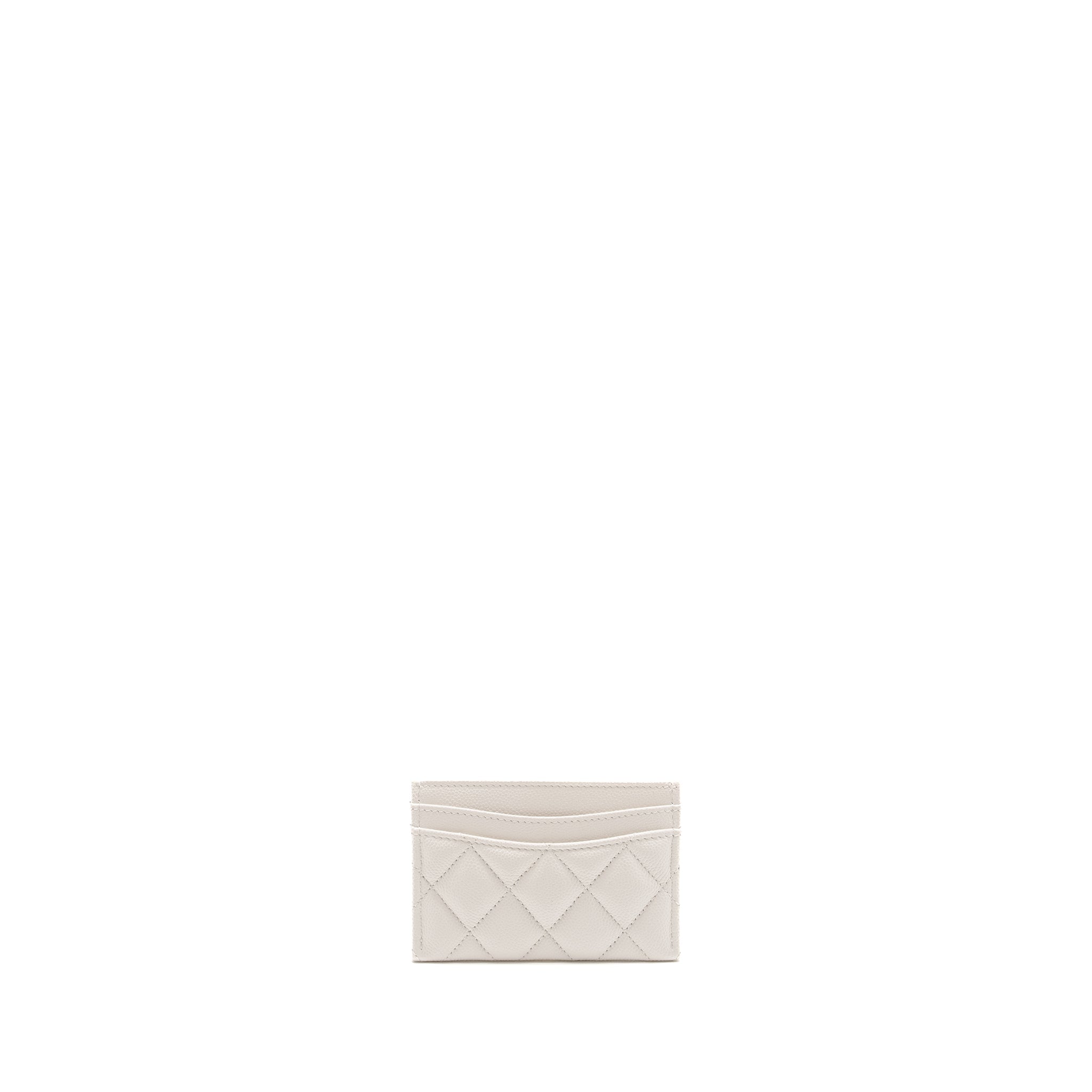 CHANEL Classic Card Holder Caviar White L (Microchip)