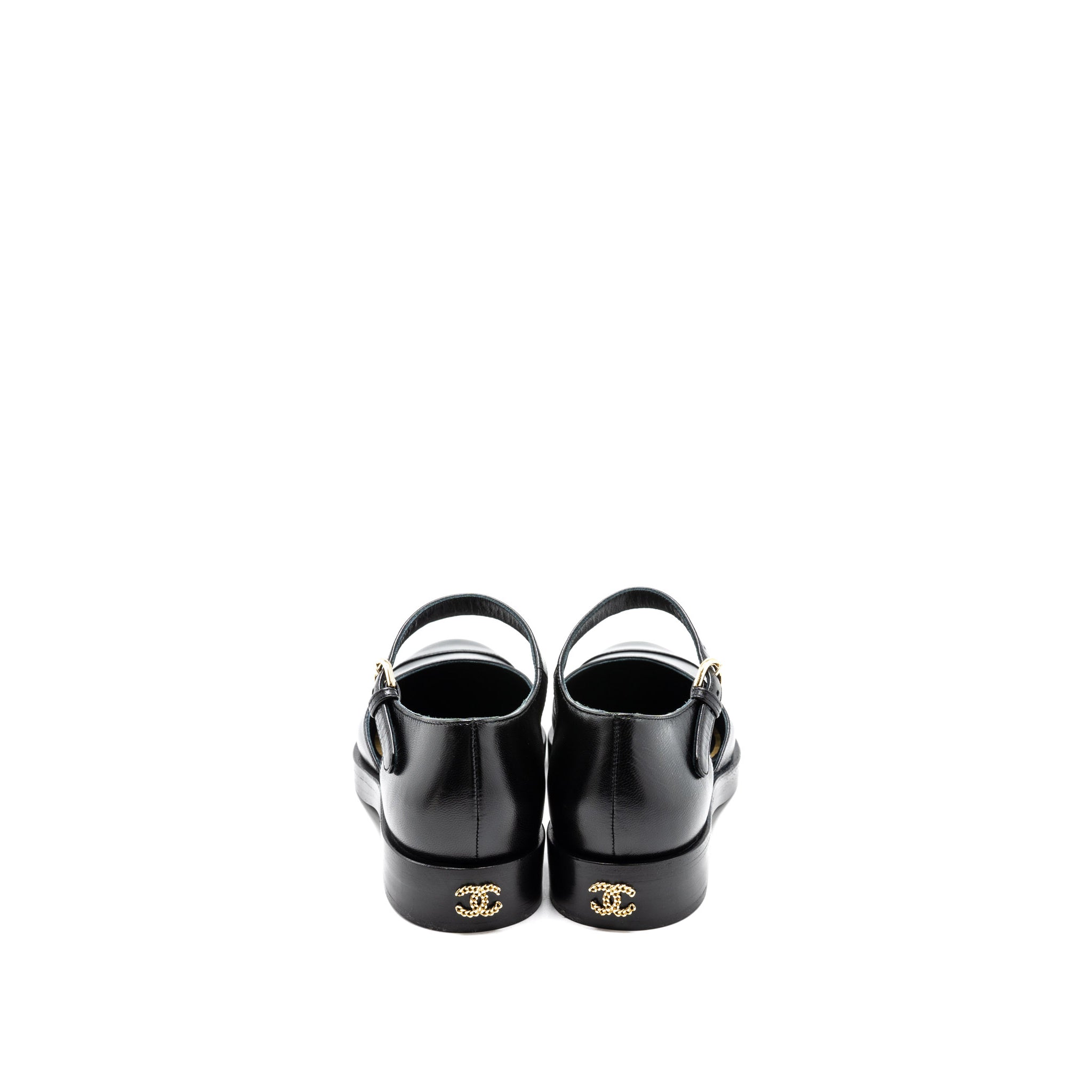 Chanel Size 36.5 Mary Janes Shoes Shiny Goatskin Black L