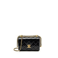 Chanel 24c Gold Crush Mini Flap Bag Calfskin Black  (Microchip)