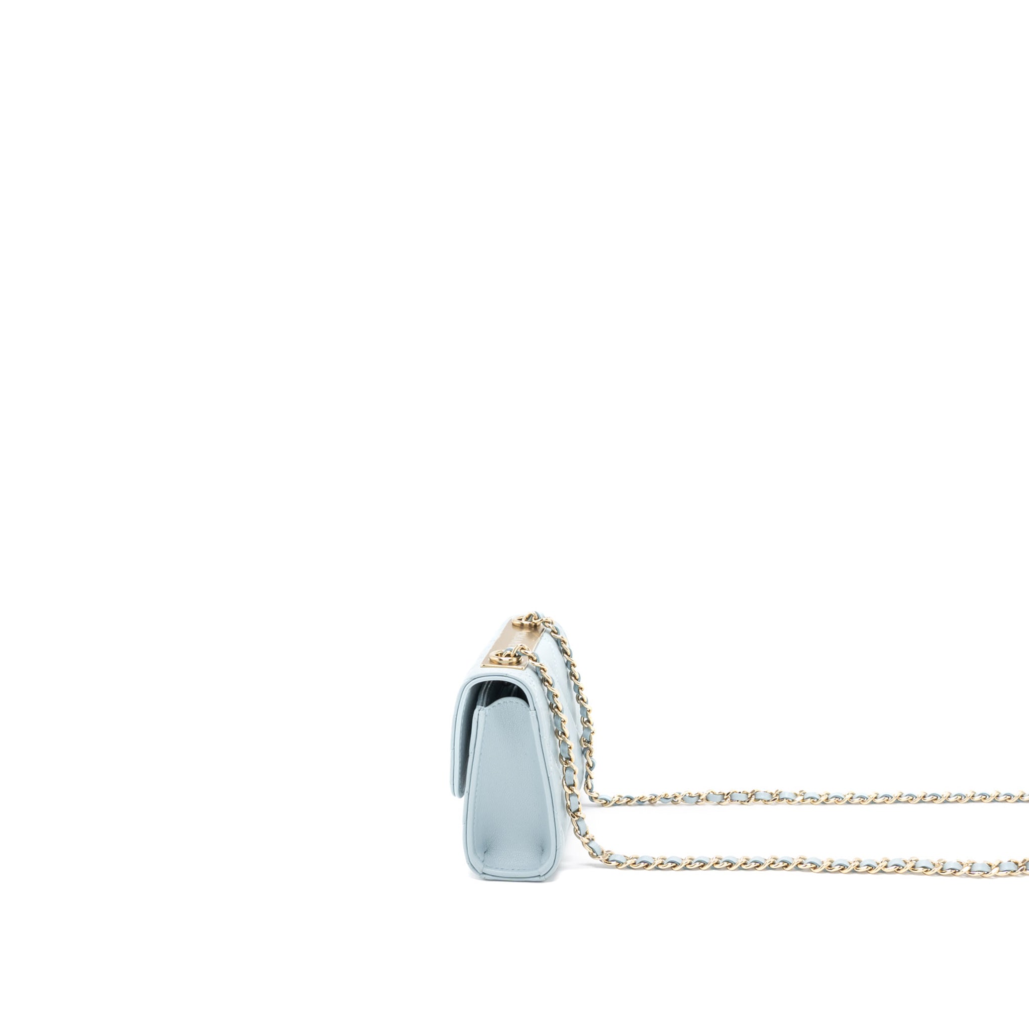 Chanel Mini Trendy CC Chain Wallet Lambskin Light Blue L (Microchip)