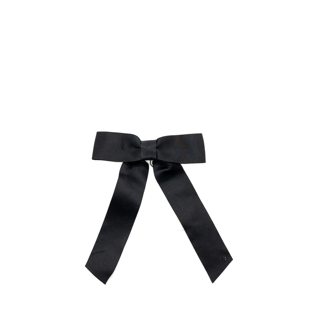 Chanel bow Hair Clip silk Black