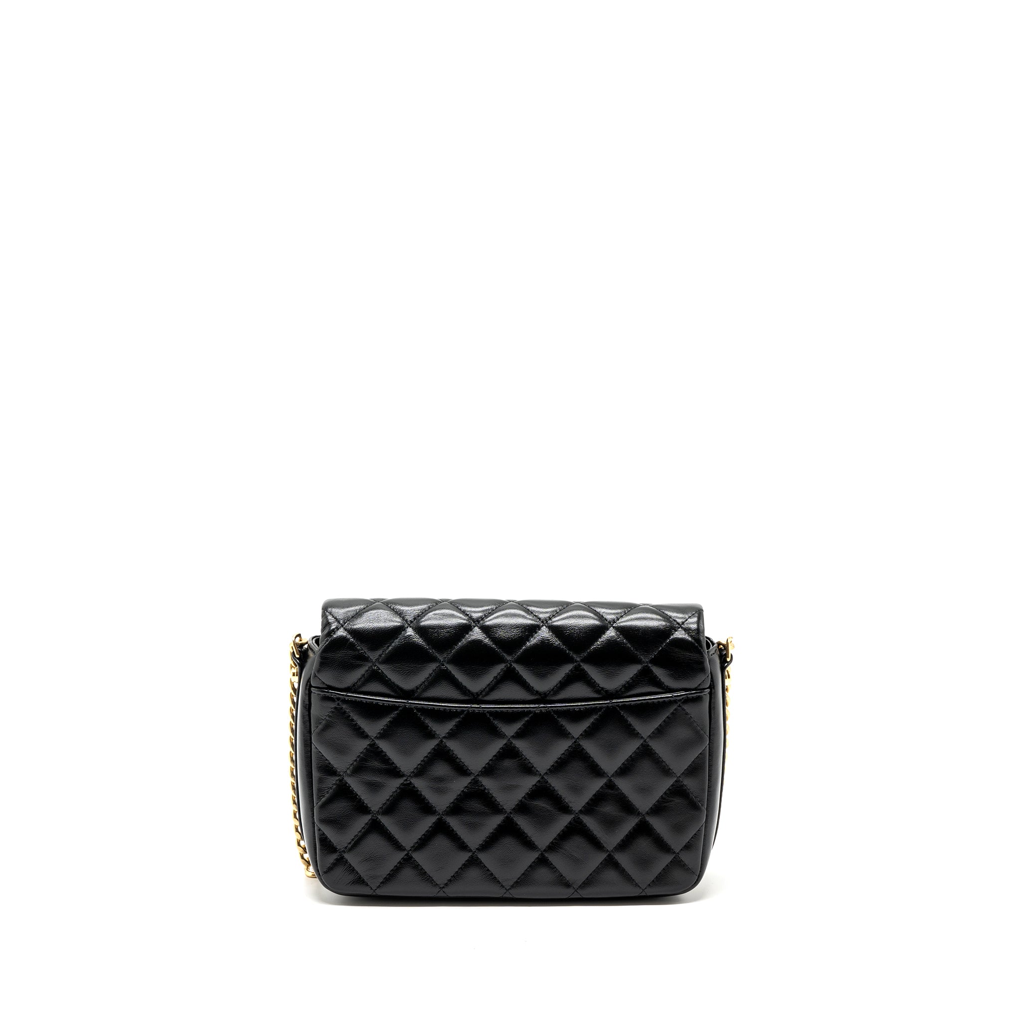 Chanel Giant CC Logo Flap bag Lambskin Black (microchip)