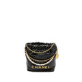 Chanel 23S Mini 22 Bag with Pearl Shiny Calfskin Black Brushed  (Microchip)