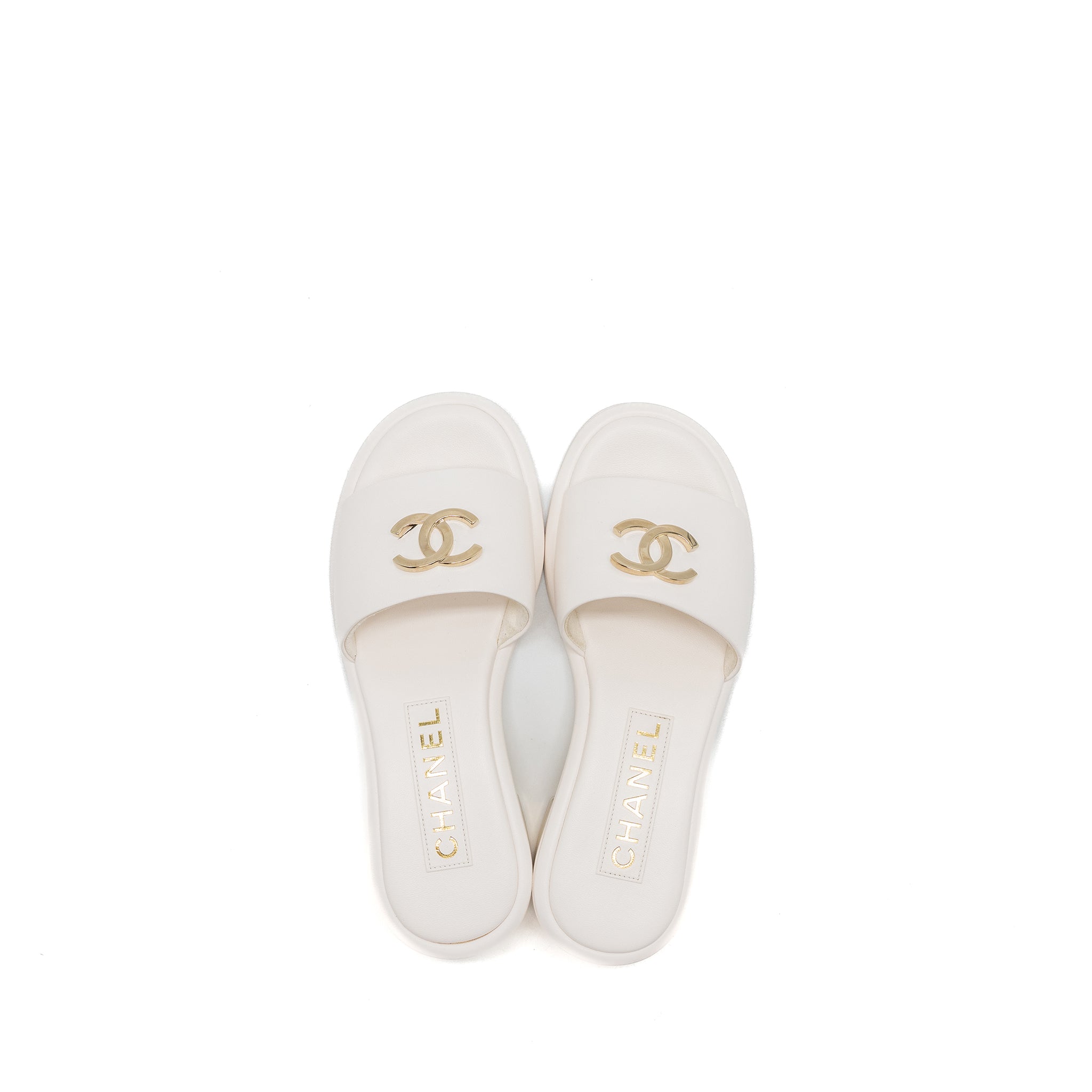 Chanel Size 36 23K Mules Lambskin White