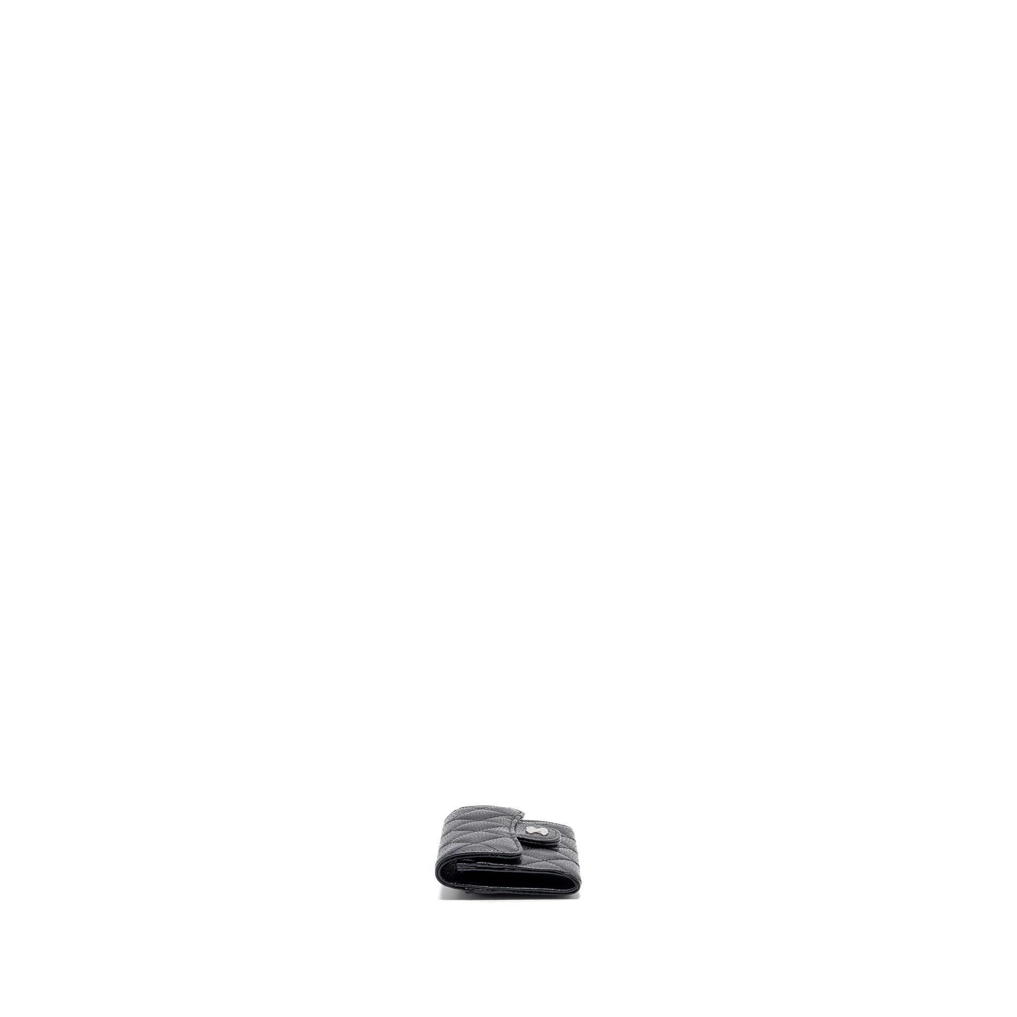 Chanel classic flap card holder caviar black  (microchip)