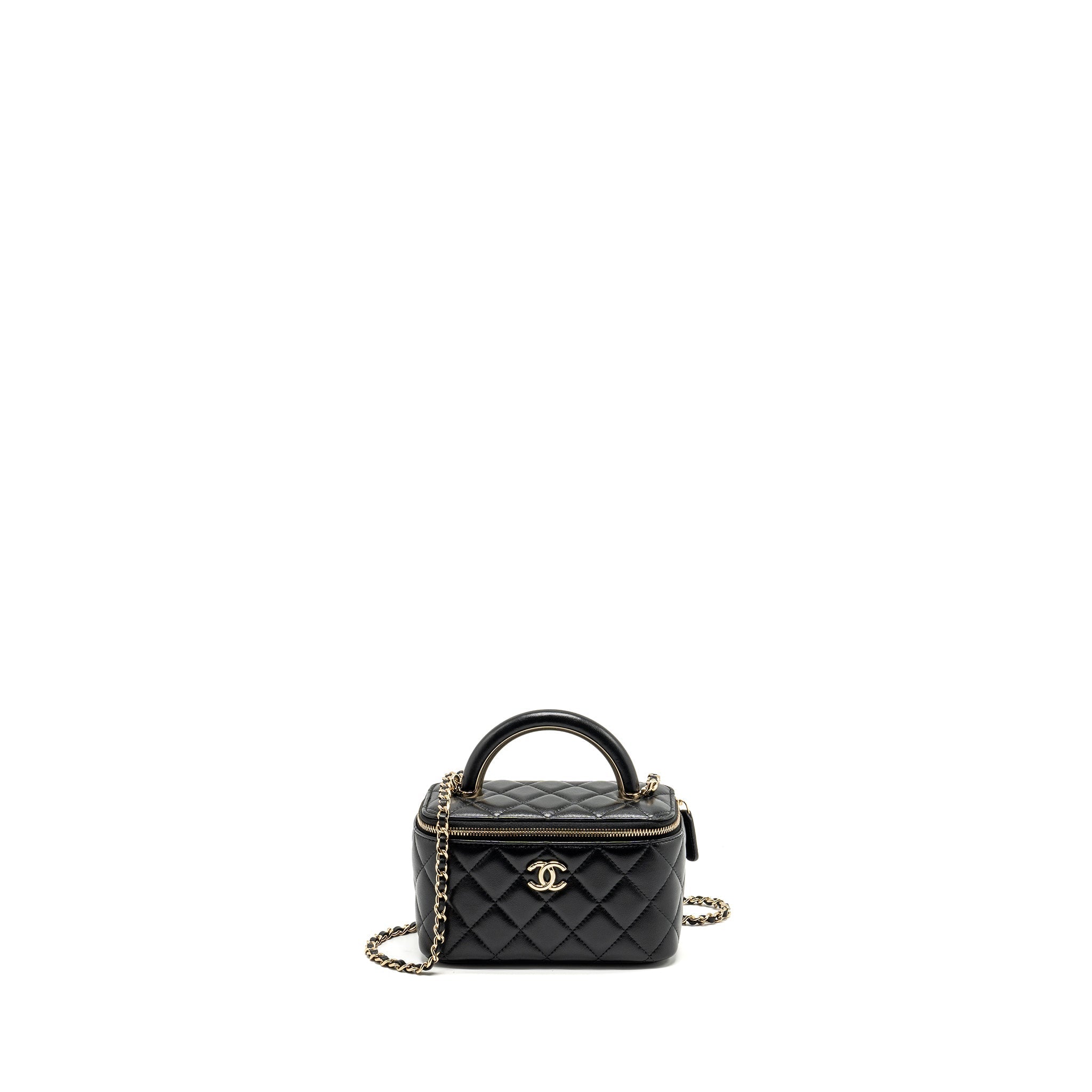 Chanel Top Handle Long Vanity Case Lambskin BLACK L (Microchip)