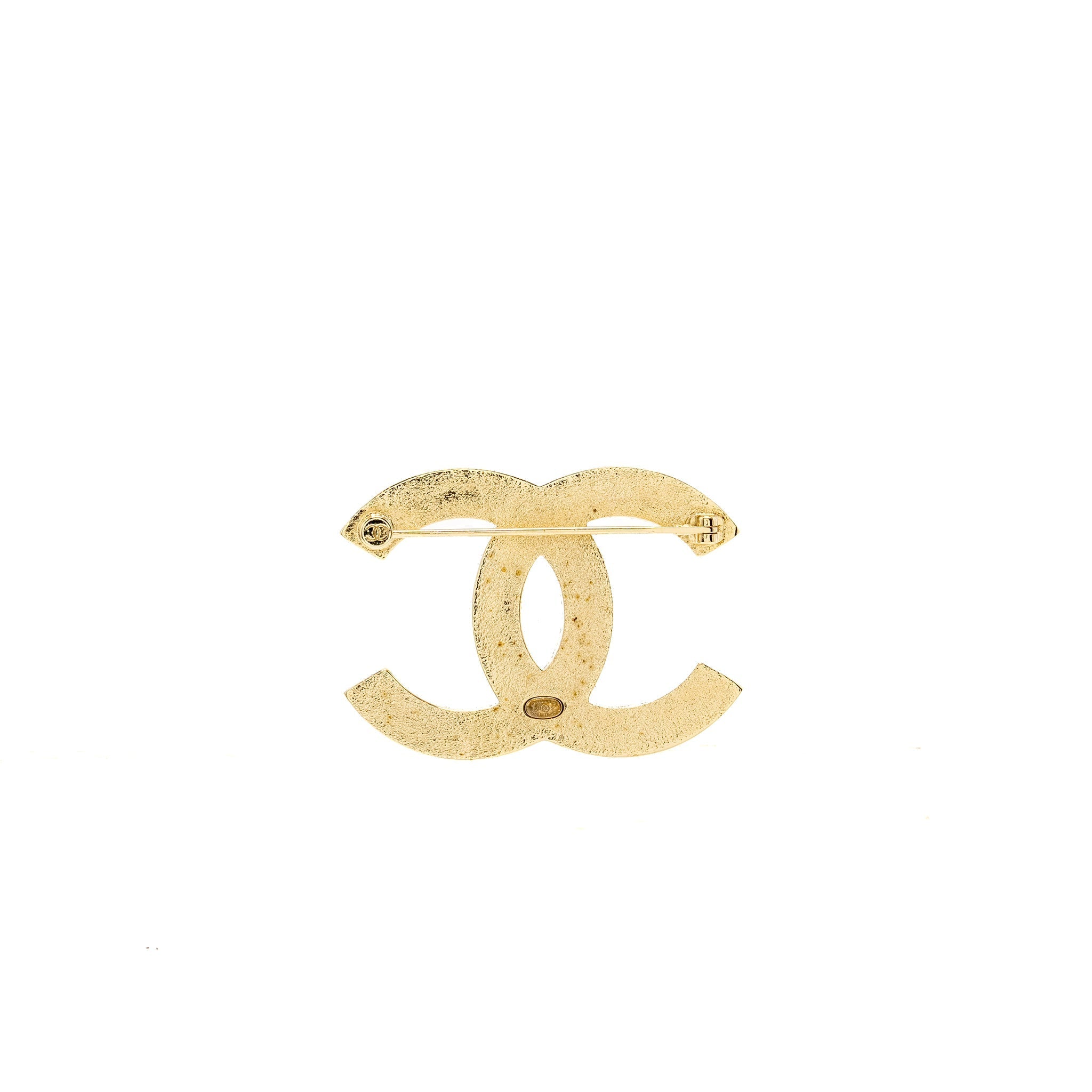 Chanel 21S CC Logo Brooch Crystal Pink