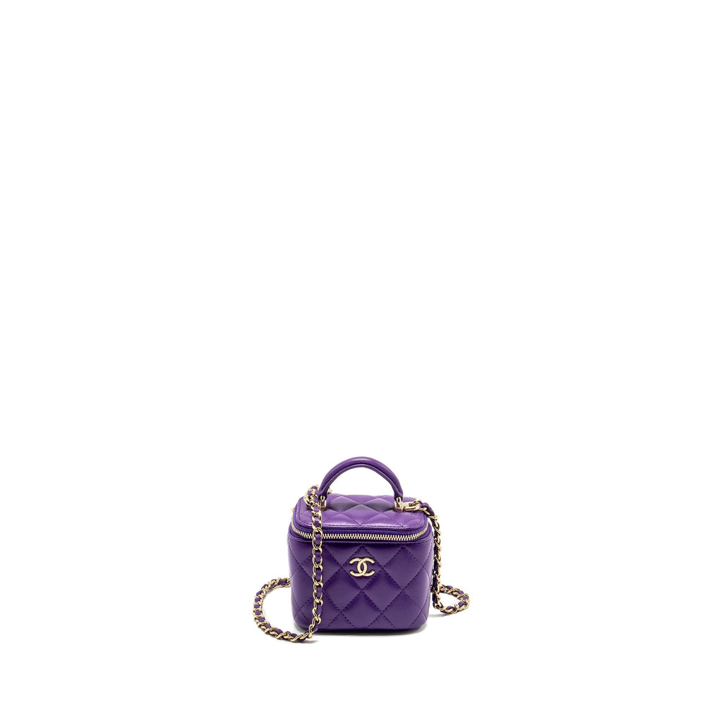 Chanel 22A Mini Vanity Case Lambskin Purple L (Microchip)