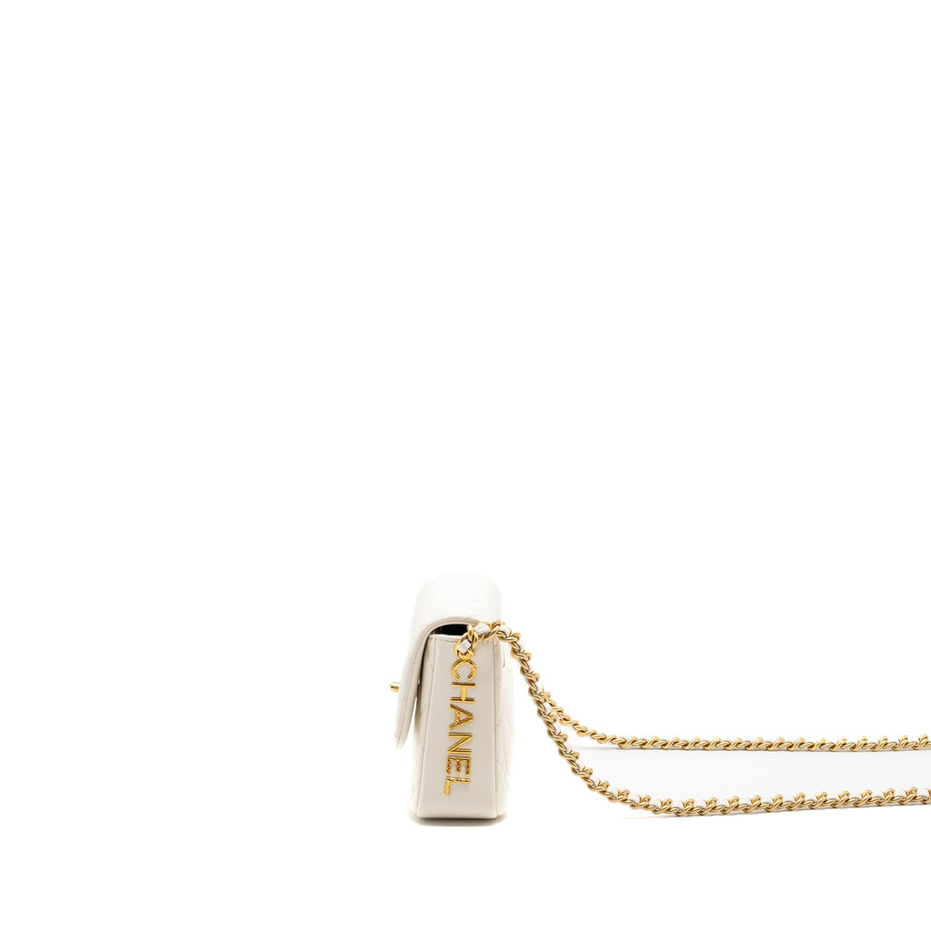 Chanel Seasonal Square Flap Bag Lambskin White  (Microchip)