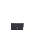 Chanel Classic Quilted Flap Long Wallet Caviar Dark Blue