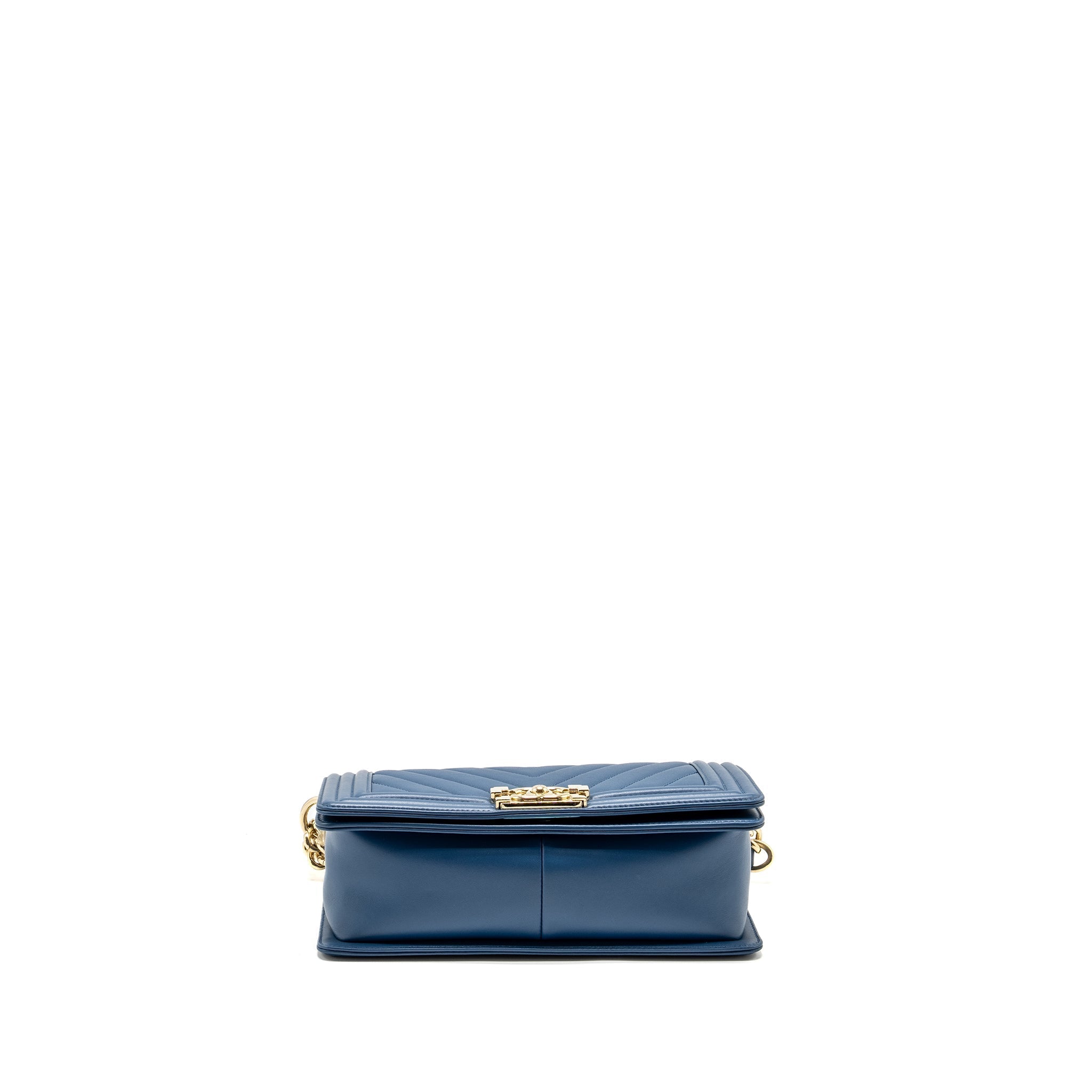 Chanel Medium Chevron Boy Bag Calfskin Blue