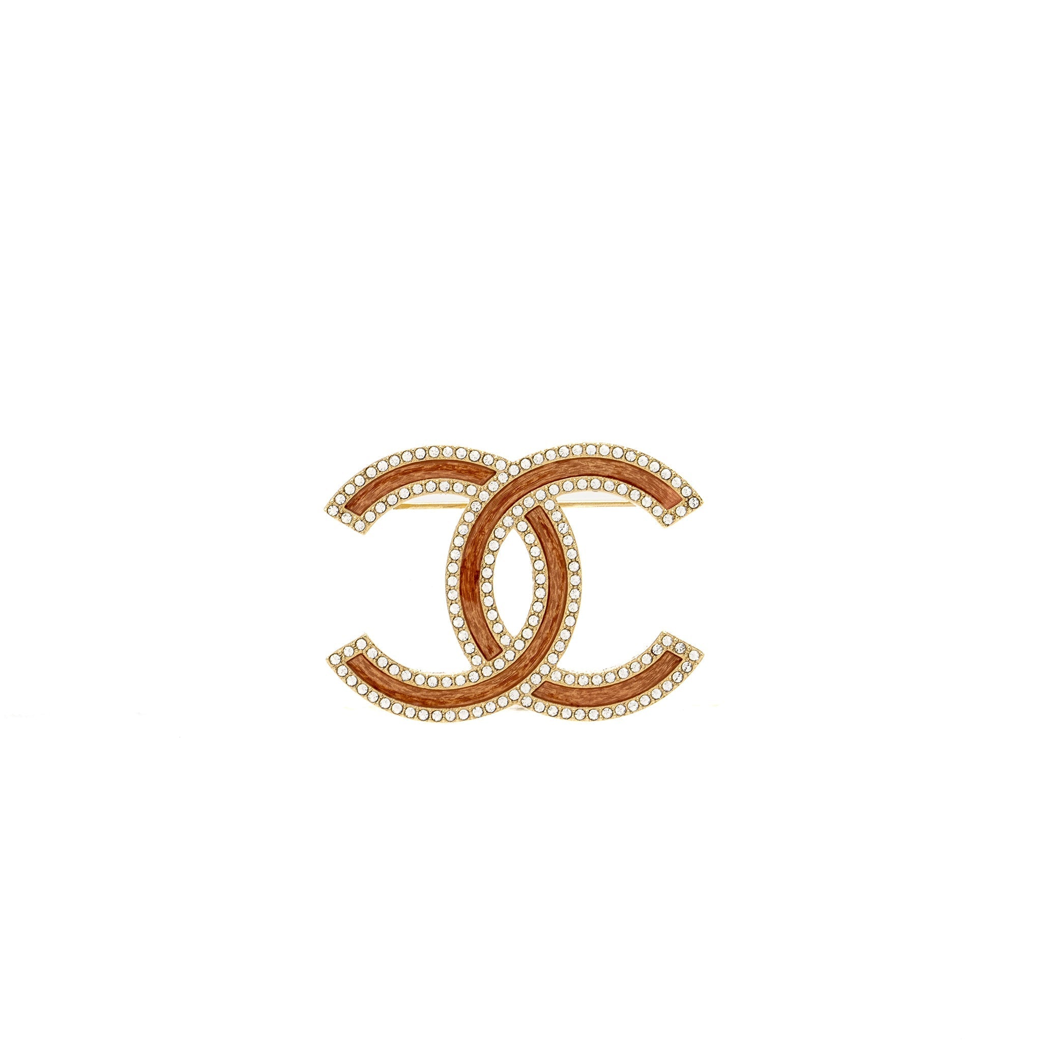 Chanel 21S CC Logo Brooch Crystal Pink