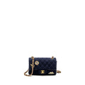 Chanel Mini Rectangular Flap bag fabric / lambskin navy