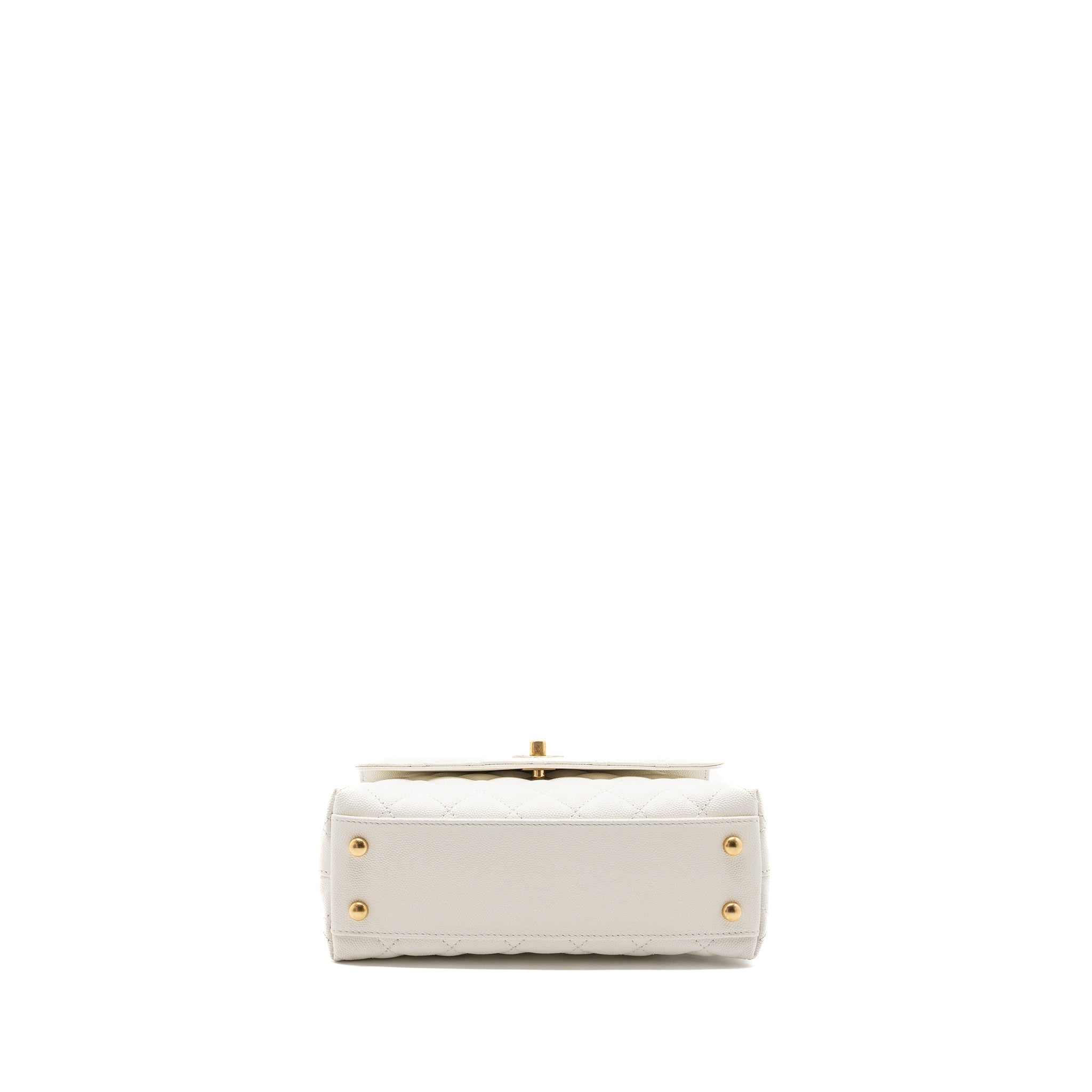 Chanel 23P detailed top handle Small coco handle caviar white  (microchip )