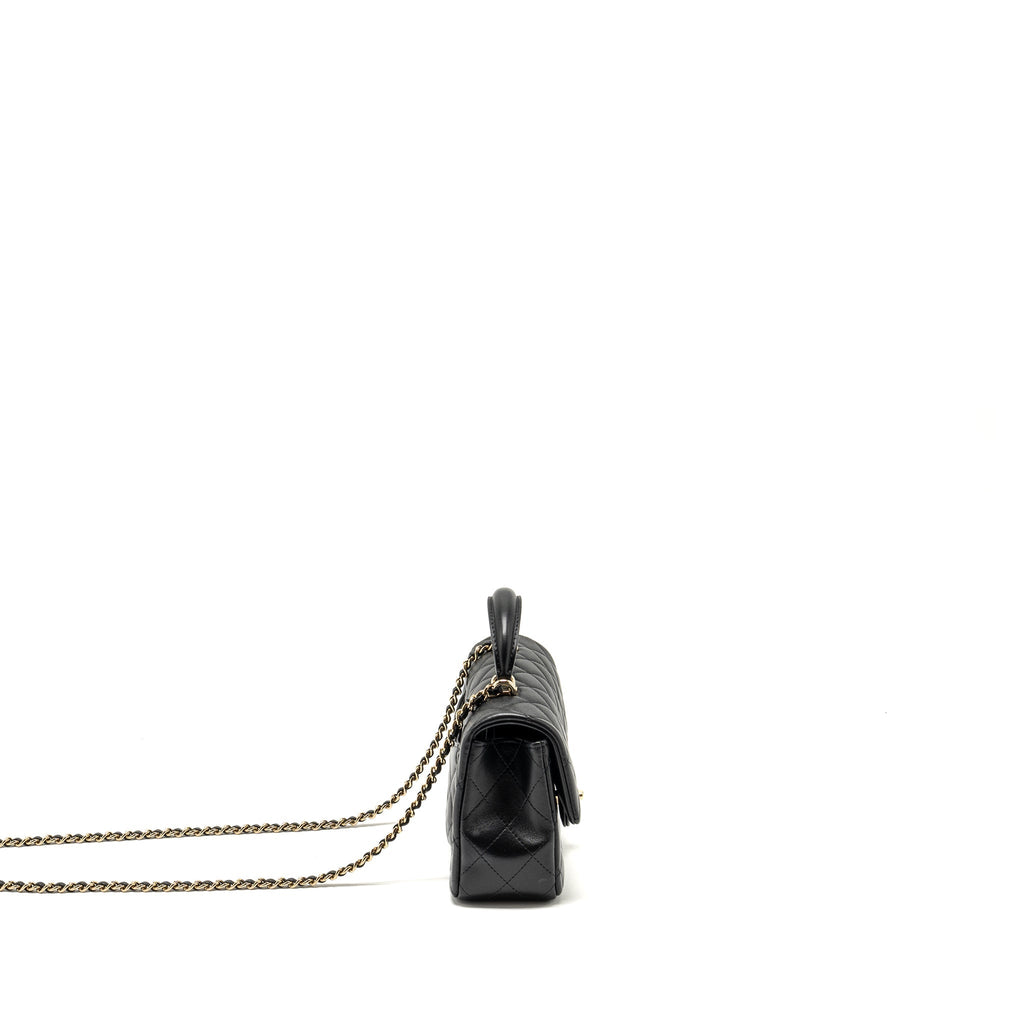 Chanel Top Handle Mini Rectangular Flap Bag Lambskin Black L (Microchip)