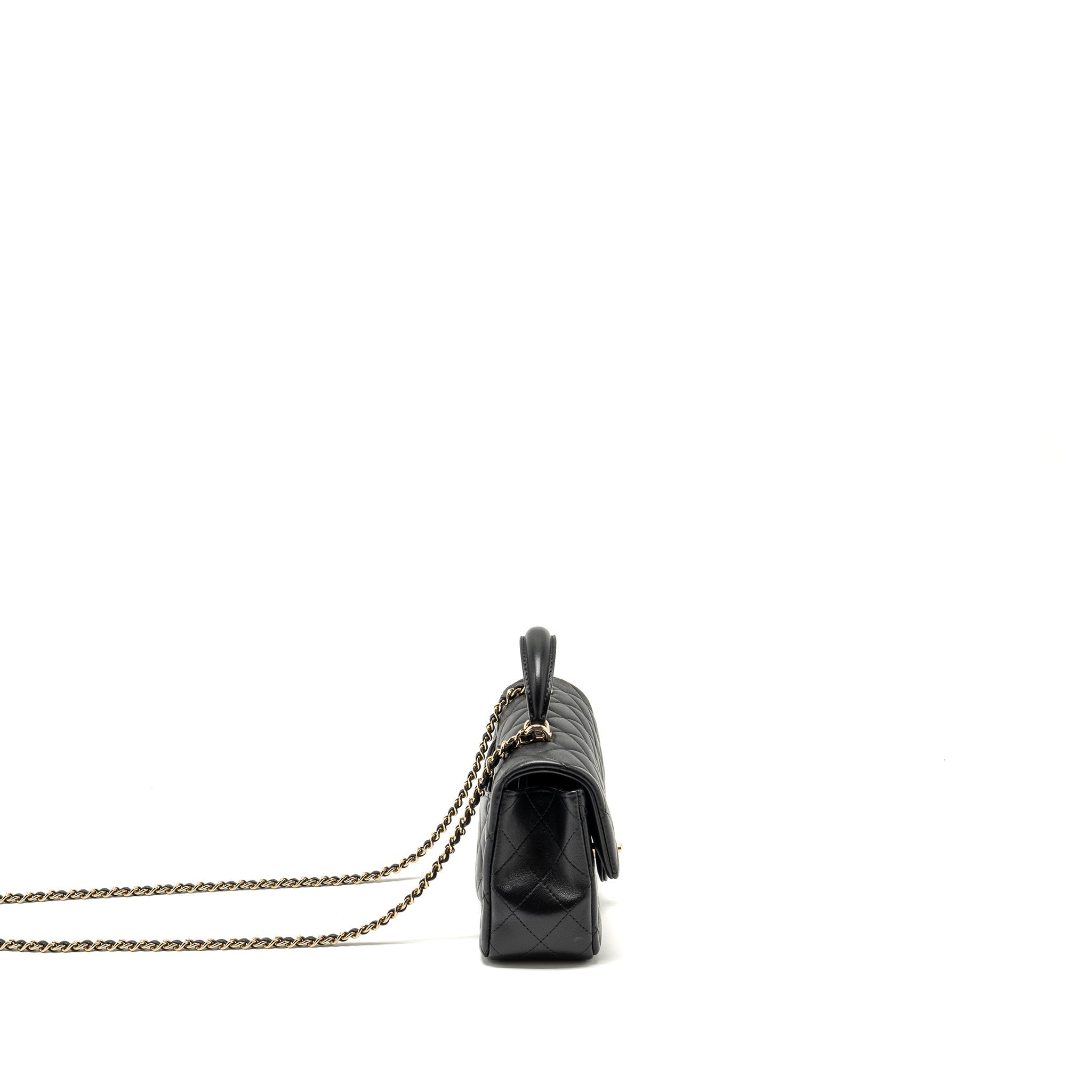 Chanel Top Handle Mini Rectangular Flap Bag Lambskin Black L (Microchip)