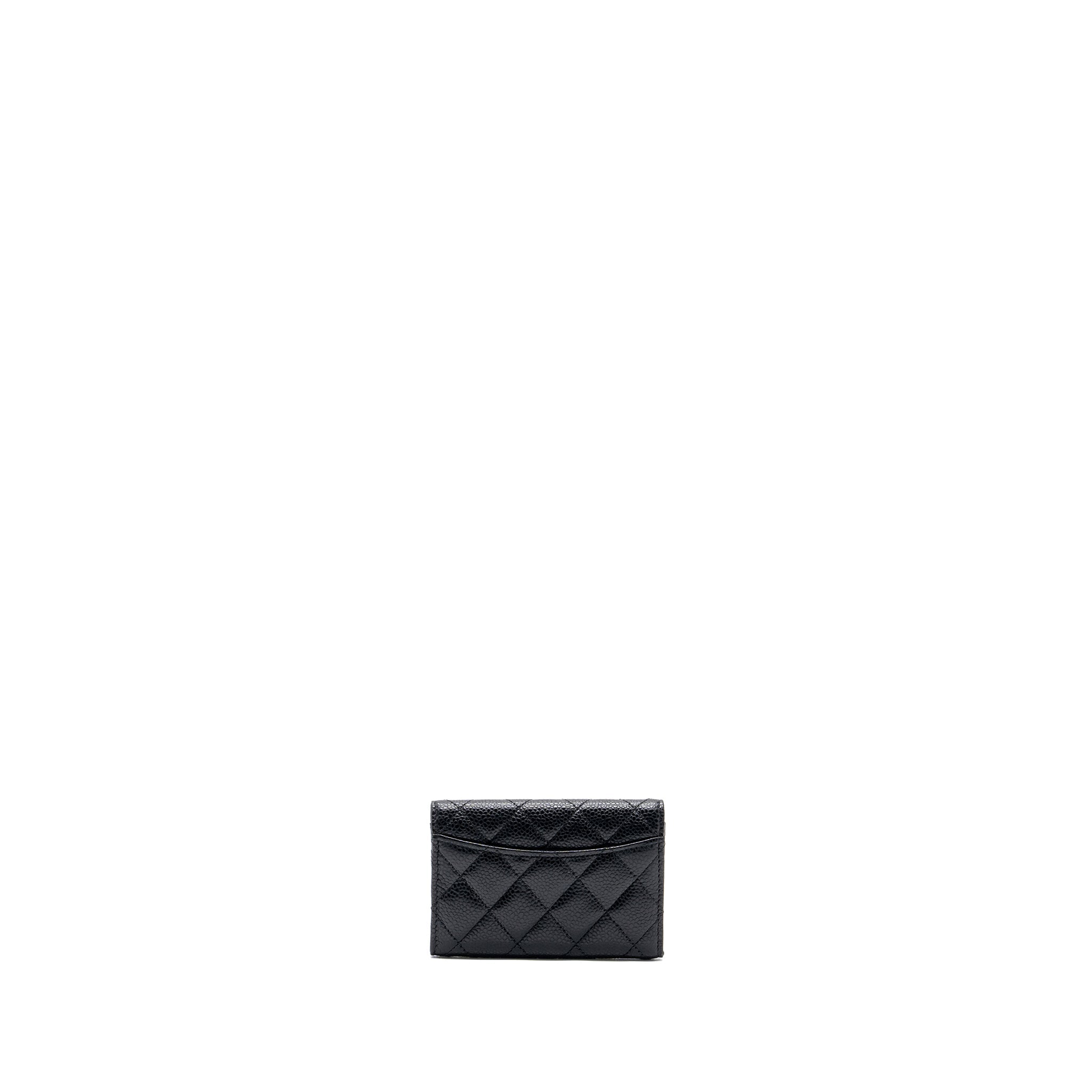 Chanel classic flap card holder caviar black  (microchip)