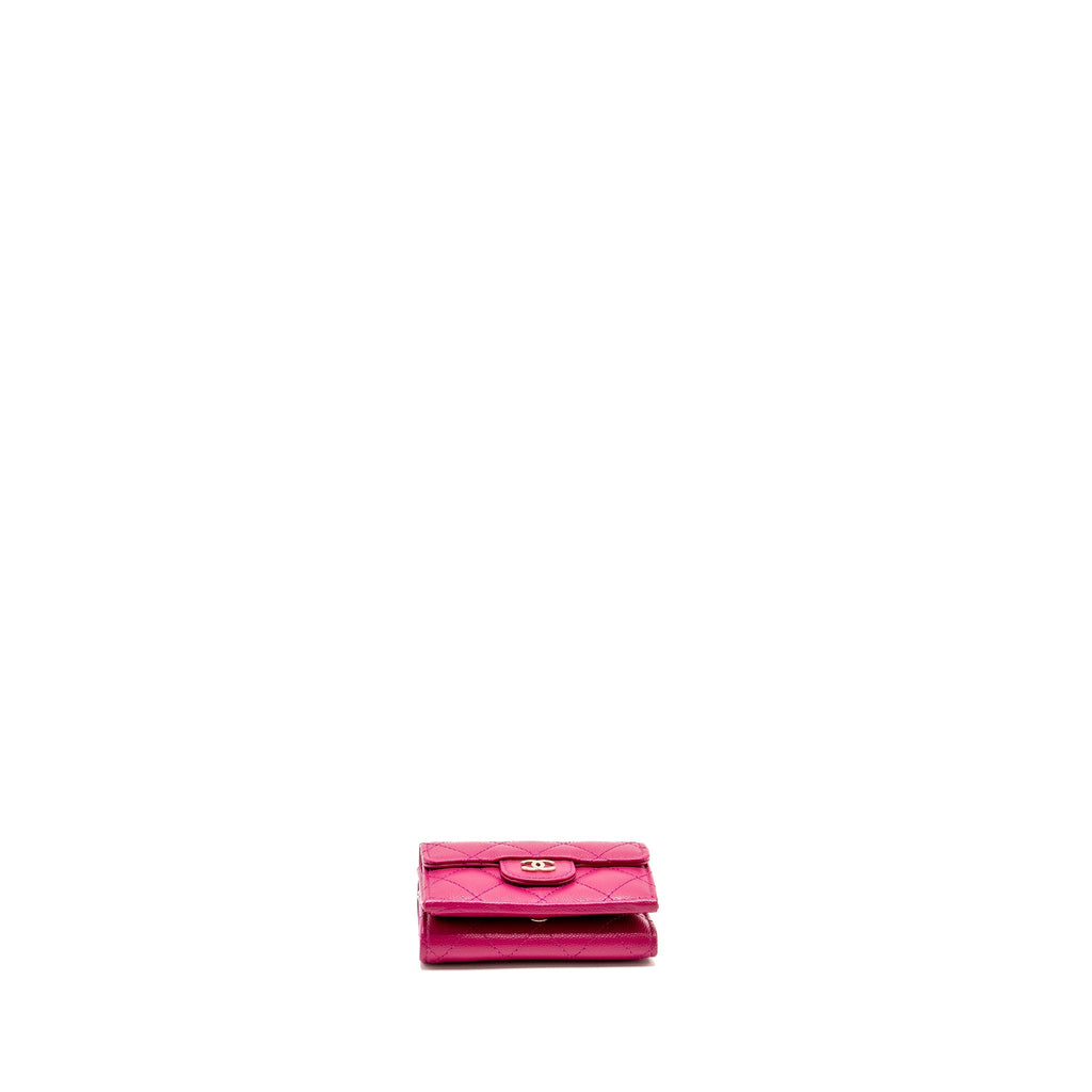 Chanel Matelasse Bi-fold Wallet Caviar Dark Pink L (Microchip)