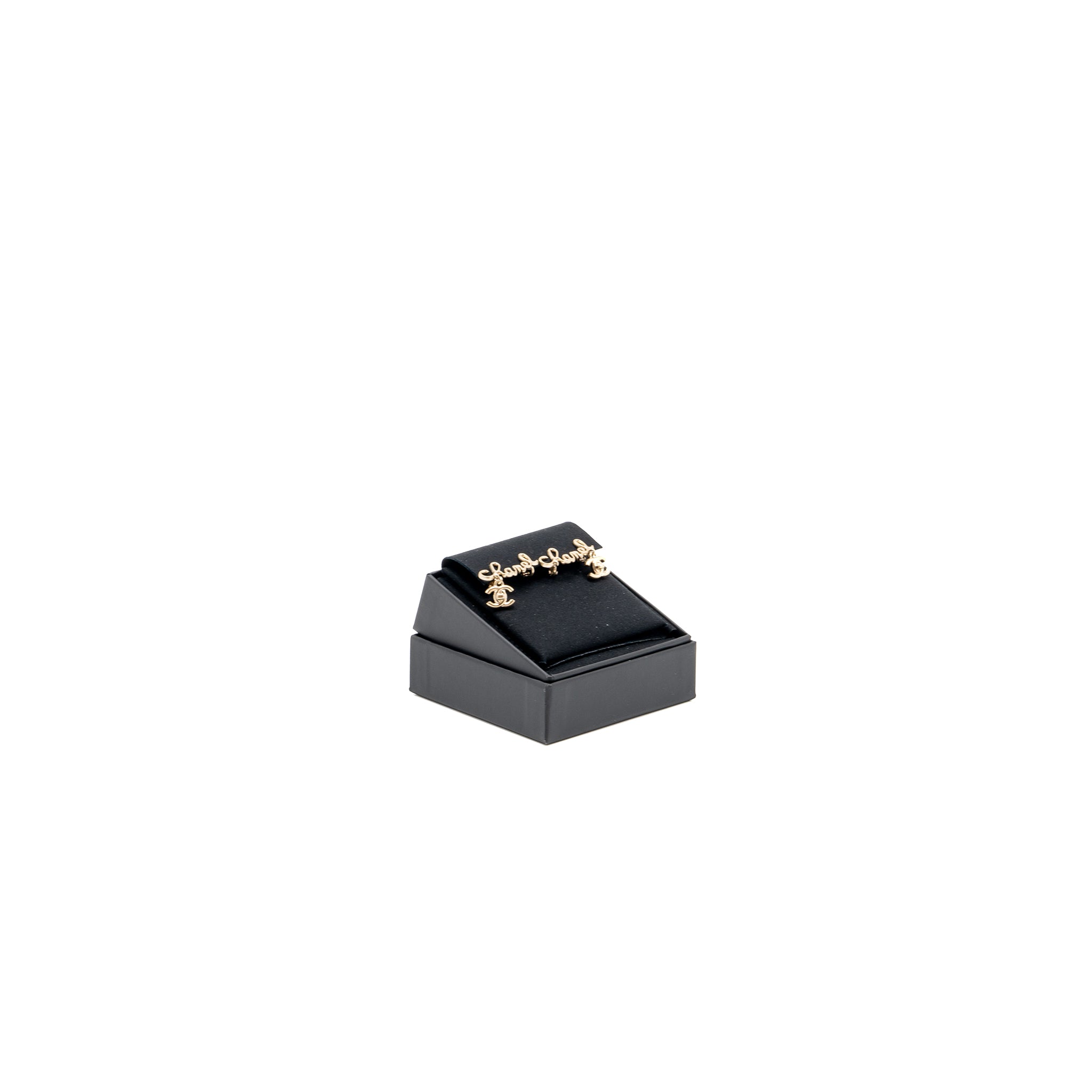 Chanel letter and cc drop ear clip gold tone