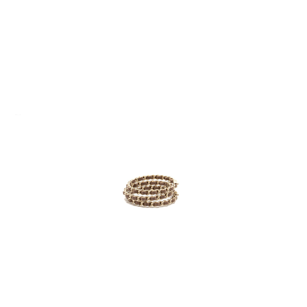 Chanel 3 Leather Chain/cc Logo Bracelet Dark Beige Brush