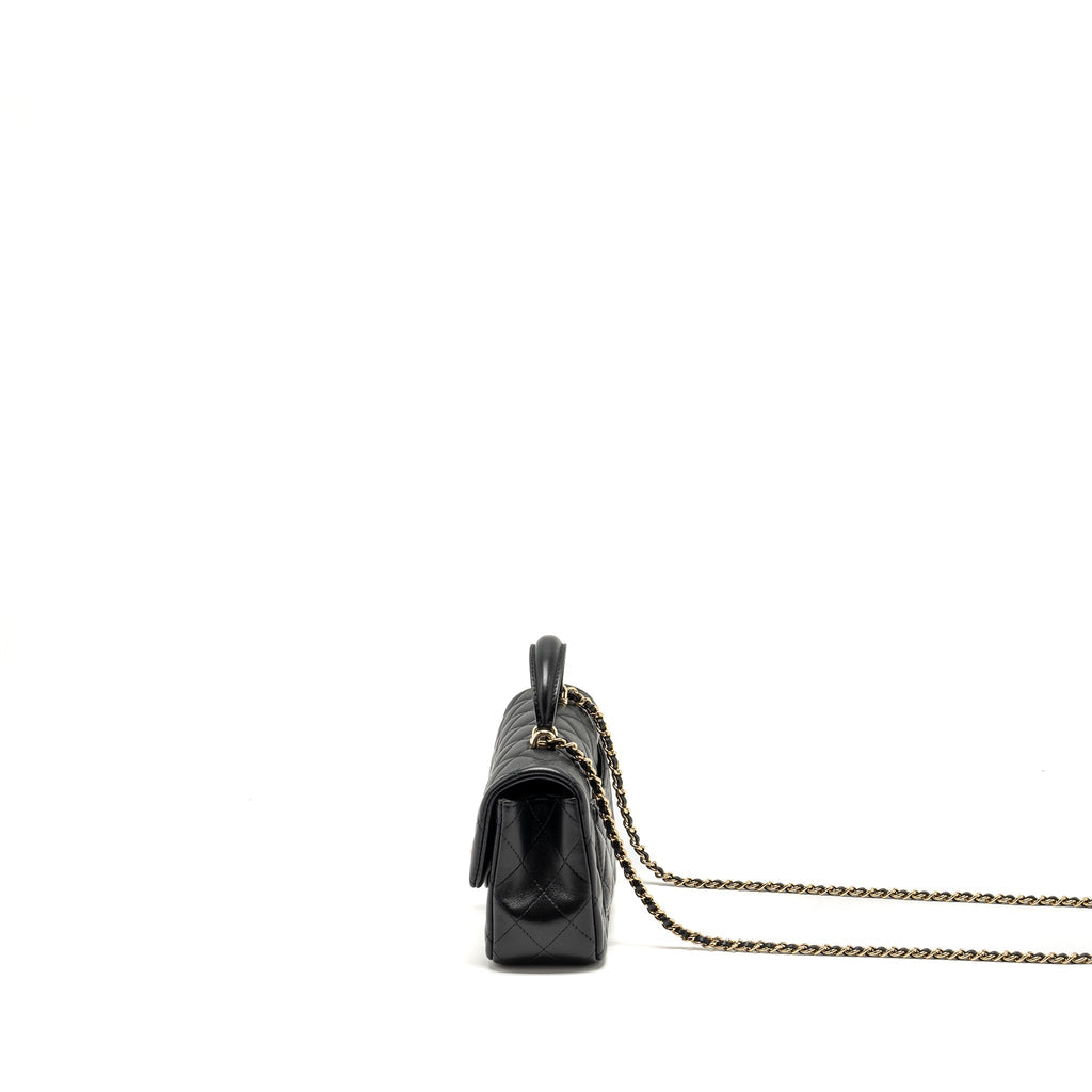 Chanel Top Handle Mini Rectangular Flap Bag Lambskin Black L (Microchip)