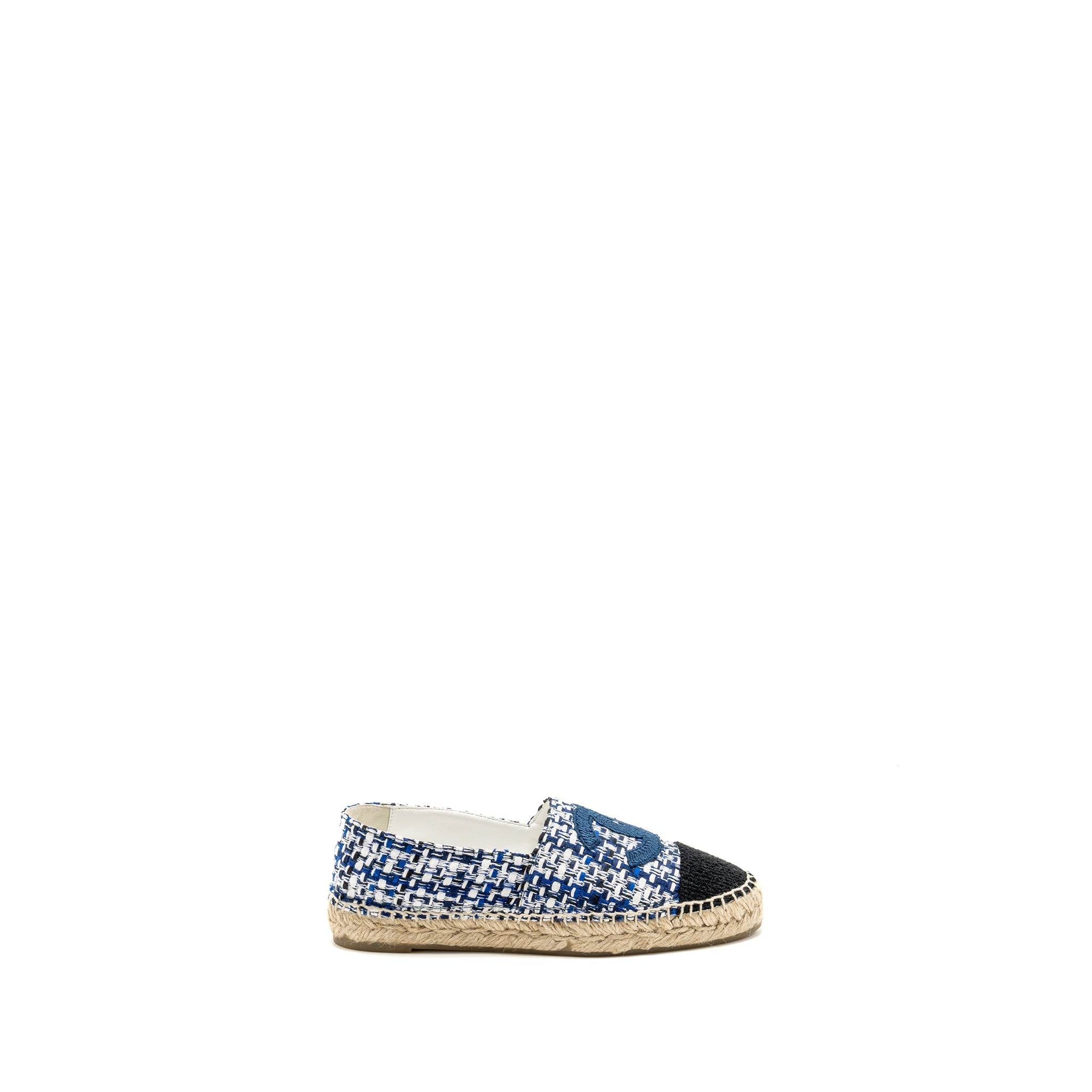 Chanel Size 37 Espadrilles Tweed/Cotton Blue/Multicolour