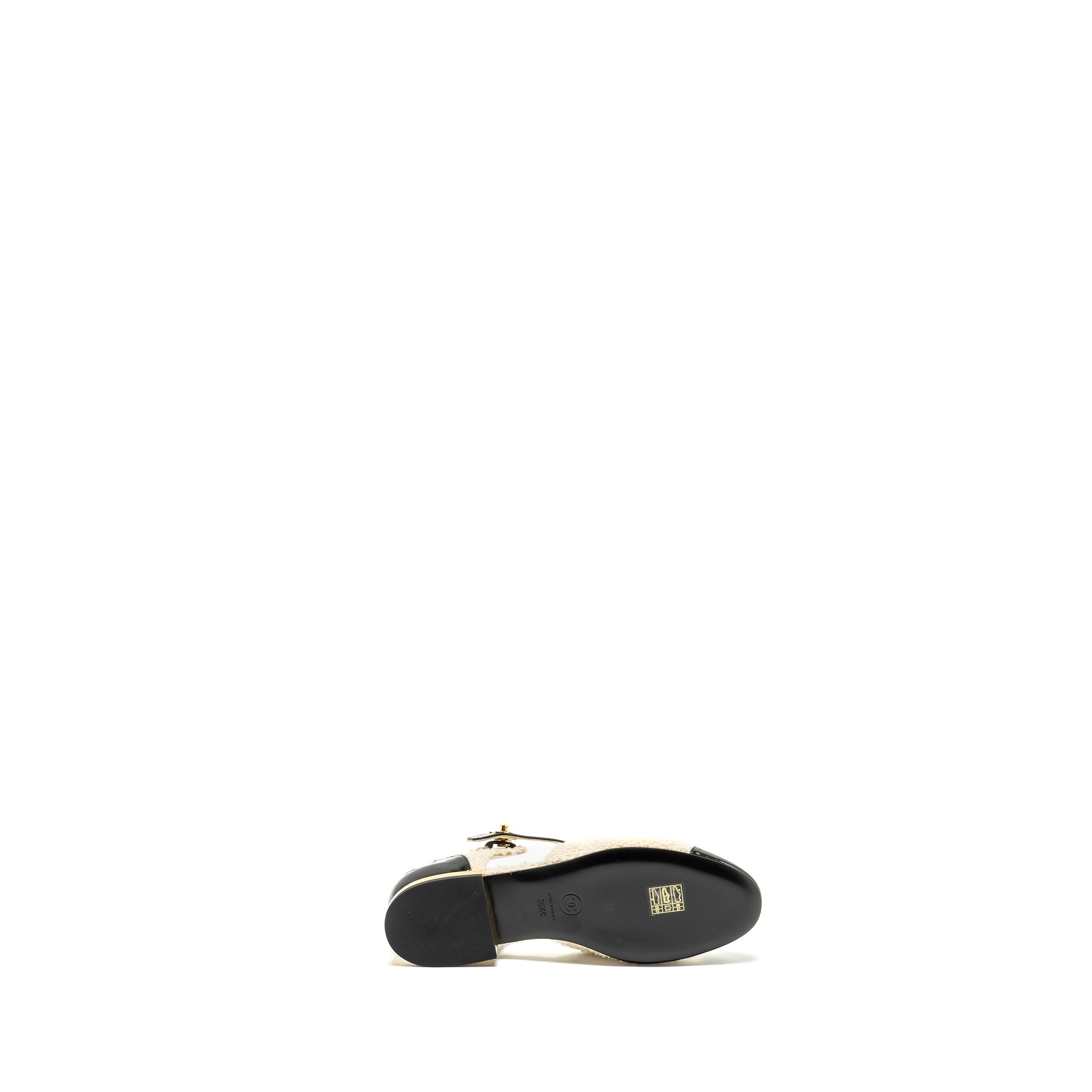 Chanel Size 36.5 21K CC Logo Ballerinas Tweed/Patent Calfskin Ivory/Black