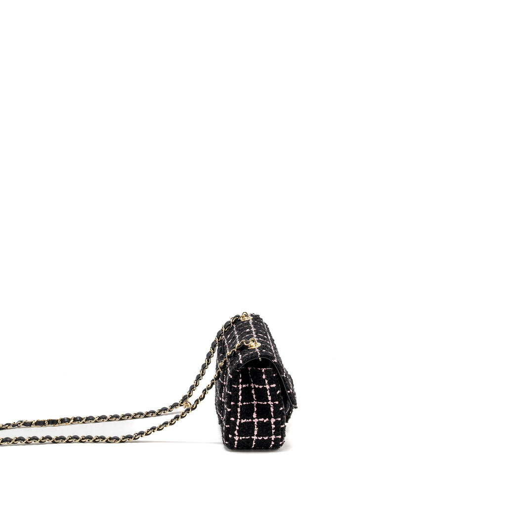 Chanel 23K Flower Bomb Mini Rectangular Flap Bag Tweed Black / Pink L (Microchip)