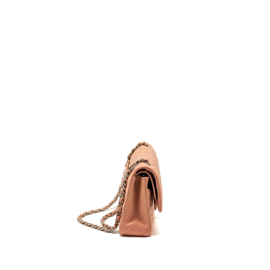 Chanel Medium Classic Double Flap Bag Lambskin Pink  (Microchip)